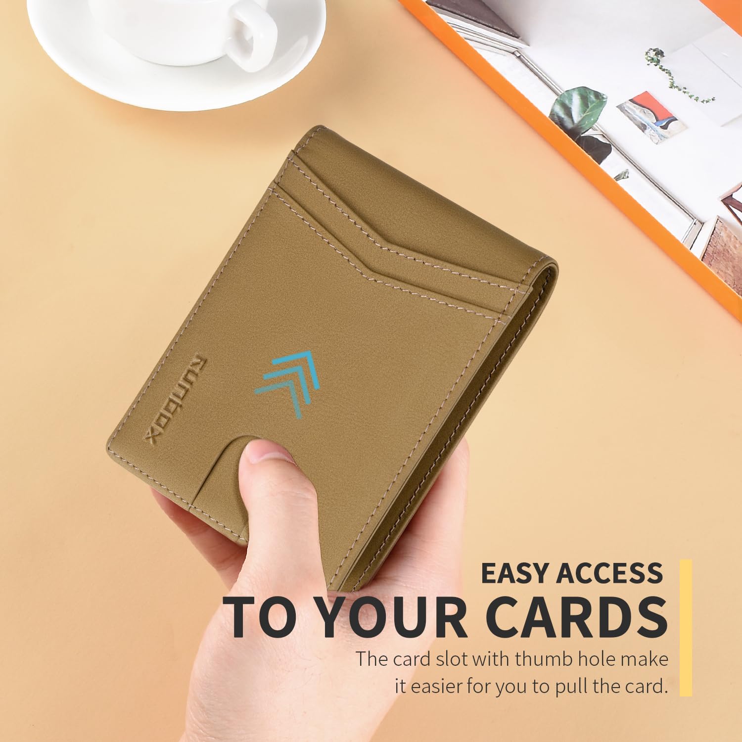RUNBOX Wallet for Men Slim Rfid Leather 2 ID Window With Gift Box | Slim, Rfid, 2 ID Window, With Gift Box, Slim, Rfid