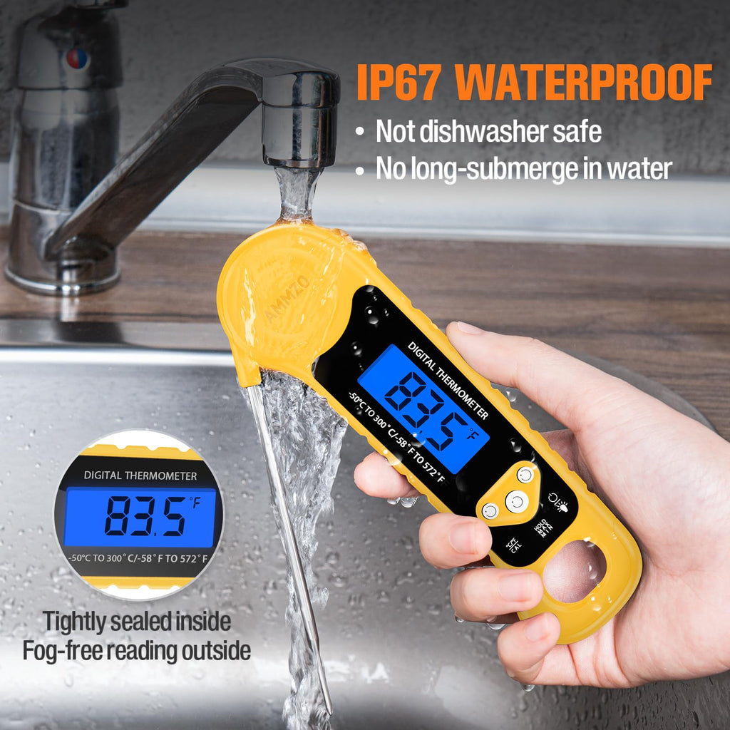 AMMZO Meat Thermometer Digital, Instant Read Food Thermometer for Cooking, Grilling, Baking, Frying & Candy Making, Essentials Kitchen Gadgets Accessory, Gifts for Men Women Dad Mom Birthday