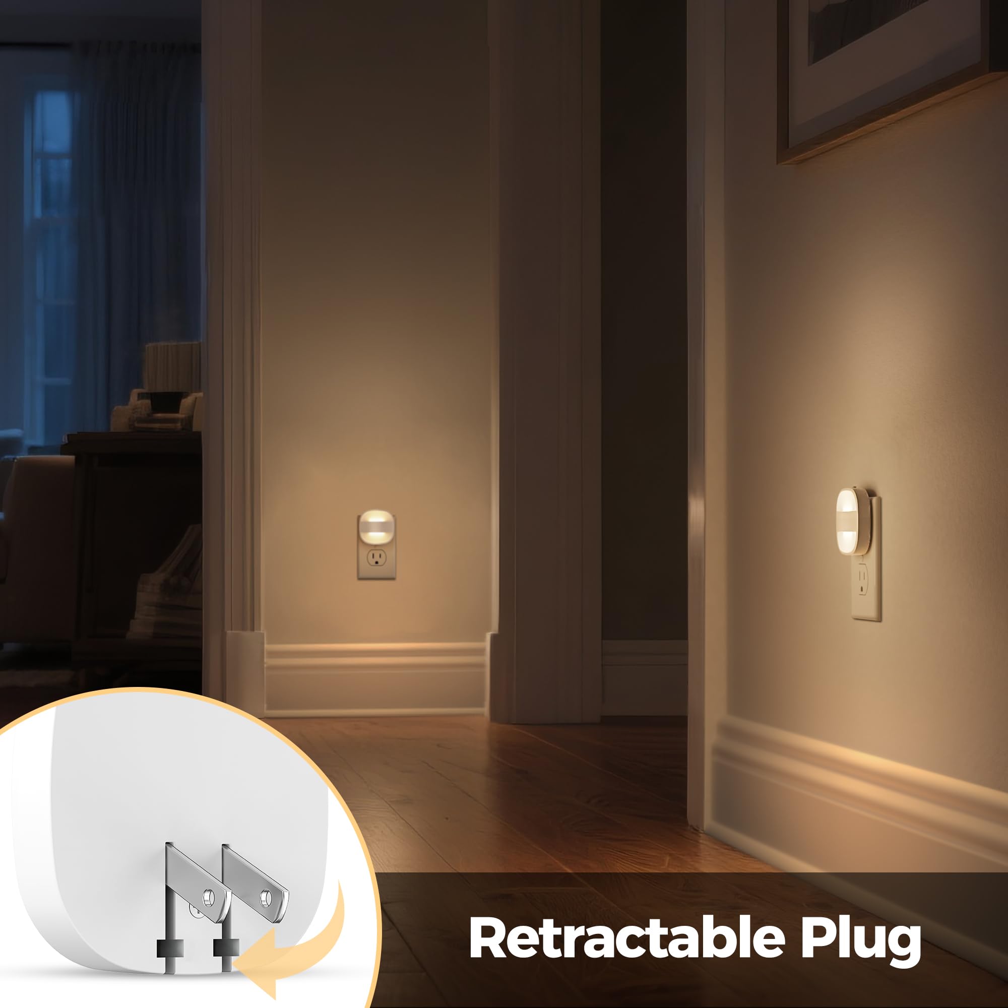 DORESshop LED Night Light, Night Lights Plug Into Wall [2 Pack] with Dusk-to-Dawn Sensor, Dimmable Nightlights, Adjustable Brightness for Bathroom, Hallway, Bedroom,Kids Room,Stairway,Soft White