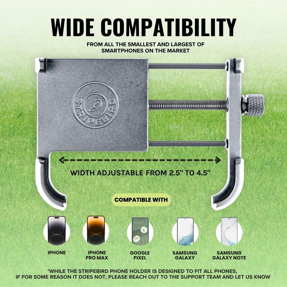 Stripebird - Magnetic Golf Cart Phone Holder - US Patented, Neodymium N52 Magnets - Golf Cart Phone Mount for iPhone & Samsung - Slim Golf Caddy Accessories for Men & Women