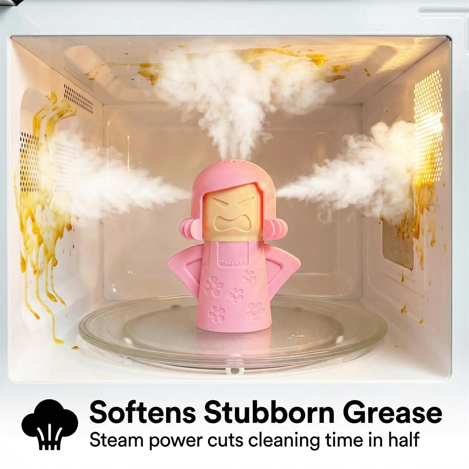 Angry Mama Microwave Oven Steam Cleaner, Angry Mom Microwave Cleaner, Just Add Vinegar and Water, Cut Cleaning Time by Half (Green)