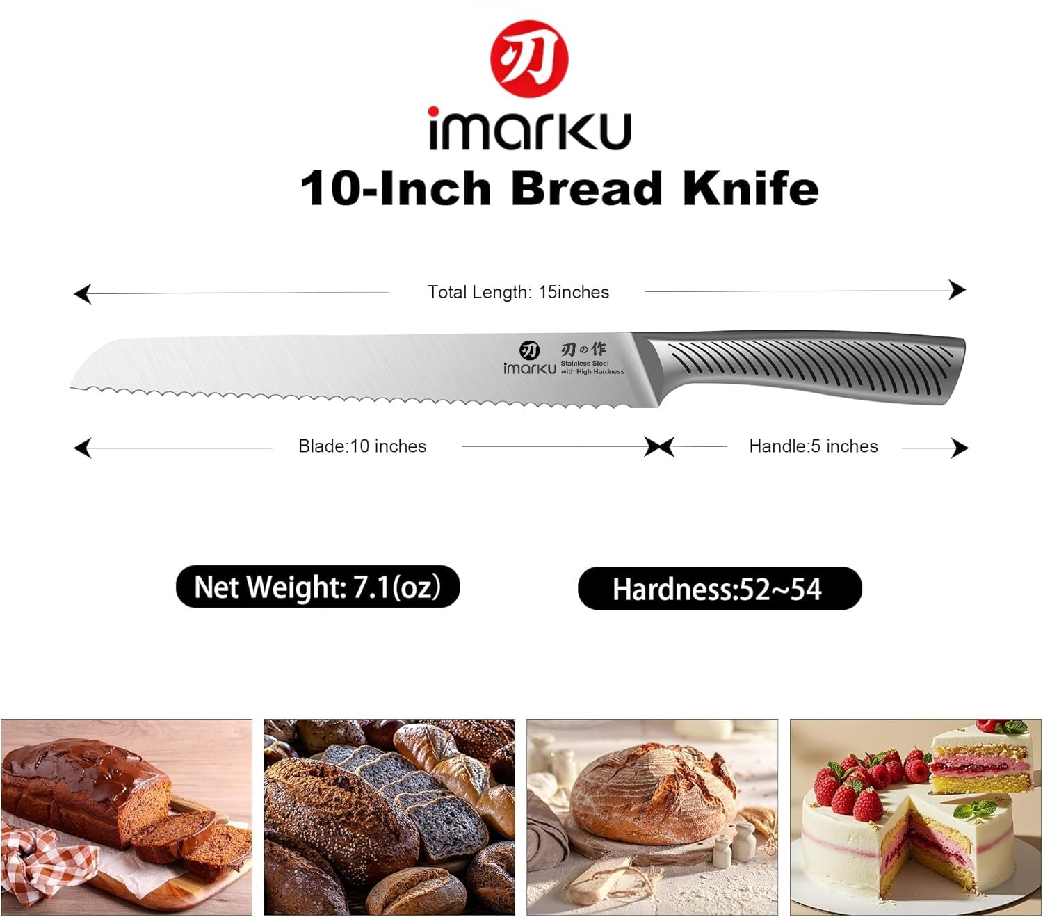 imarku 14-Piece Knife Set, Japanese Stainless Steel Knives Set for Kitchen, Full-Tang Gyutou Knife Sets with Block and Build-in Sharpener, Brown, Dishwasher Safe, House Warming Gifts for Mom