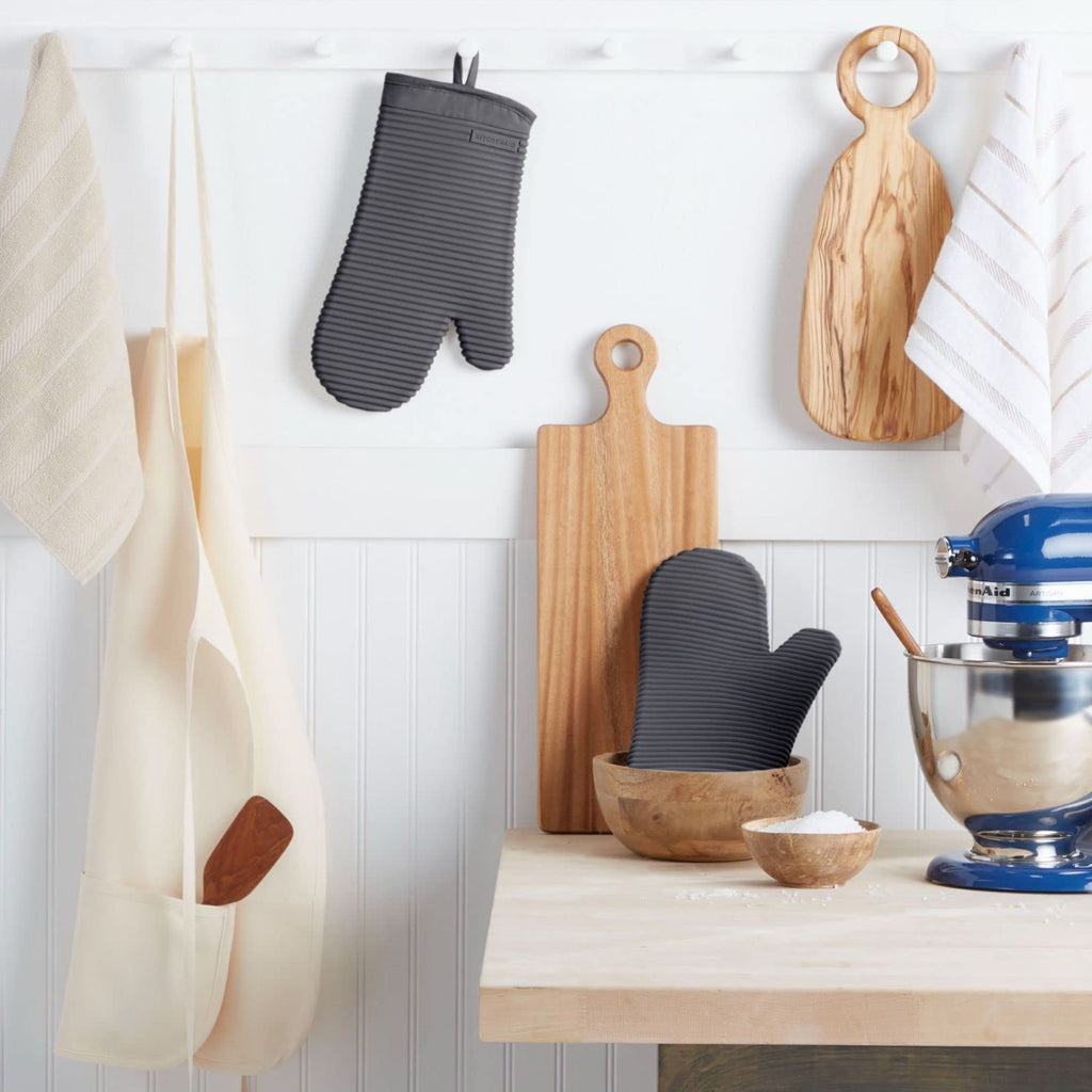 KITCHENAID Ribbed Soft Silicone Oven Mitt 2-Pack Set, 7.5"x13", Milkshake