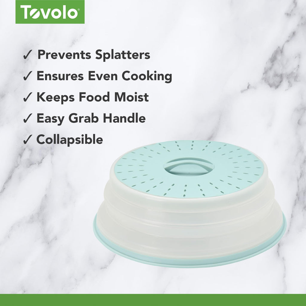 Tovolo Microwave Splatter Cover for Food, Medium (Charcoal) - Collapsible & Vented Silicone Splatter Guard Lid - Microwave Plate & Dish Cover with Handle - BPA-Free Kitchen Gadget for Meal Prep