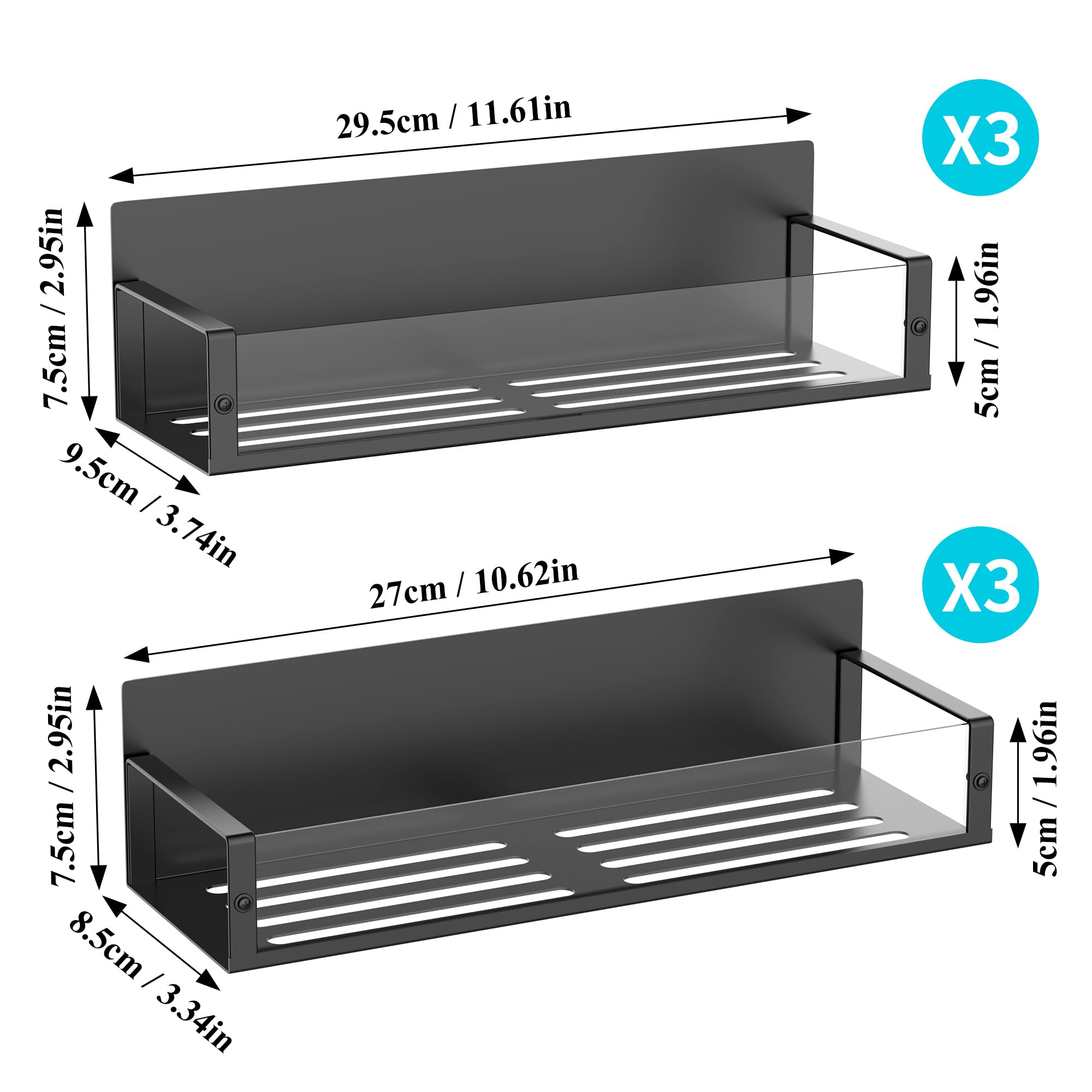 HuggieGems Metal 4 Pack Magnetic Spice Storage Rack Organizer for Refrigerator and Oven, Black Fridge Organizers and Storage