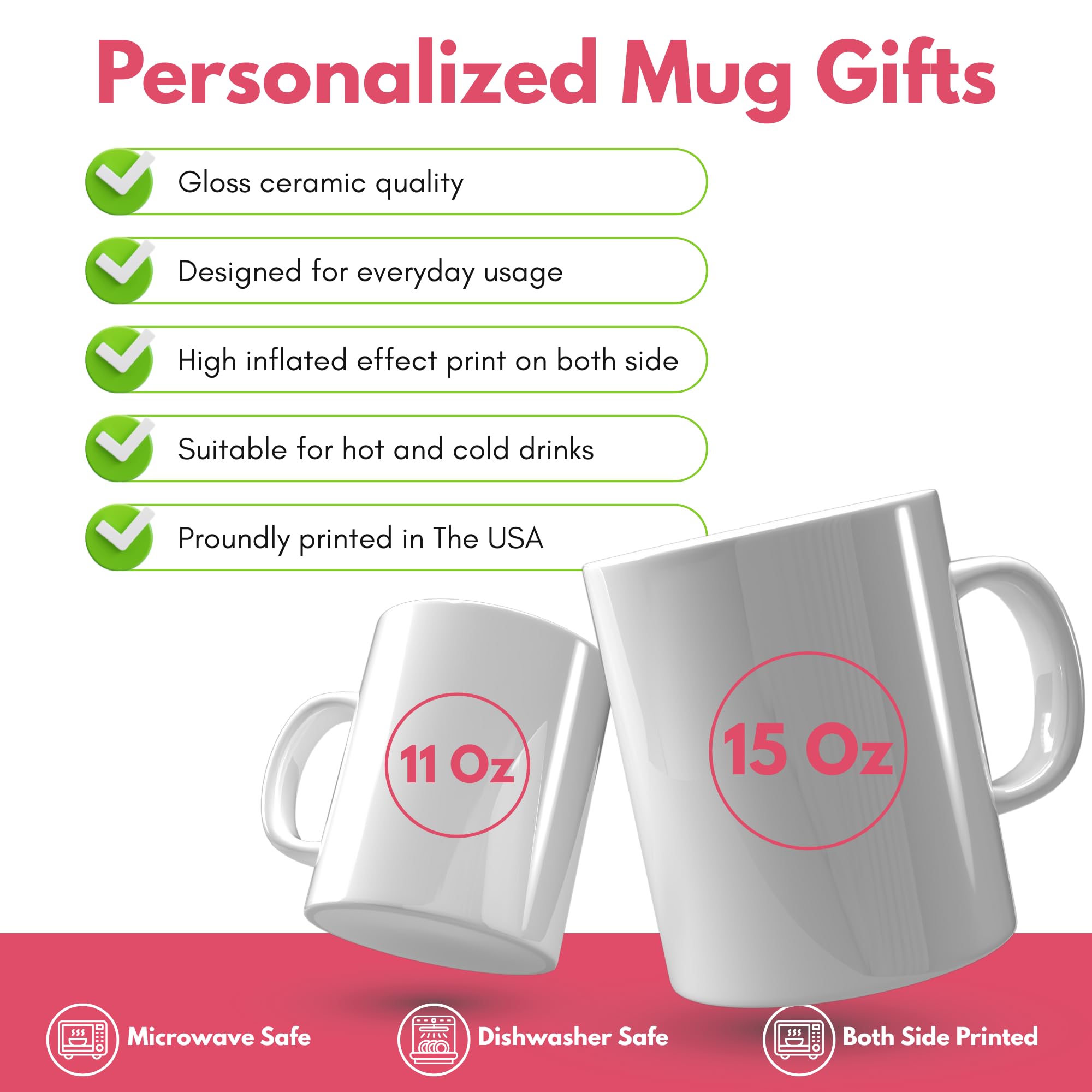 Wrappiness Personalized Mother Daughter Mug - Fuuny and Forever Love Between Mom and Her Girl Fully Customized Coffee Cup - Unique Gift for Mom and Daughter on Mothers Day, Birthday, 11oz/15oz Mug