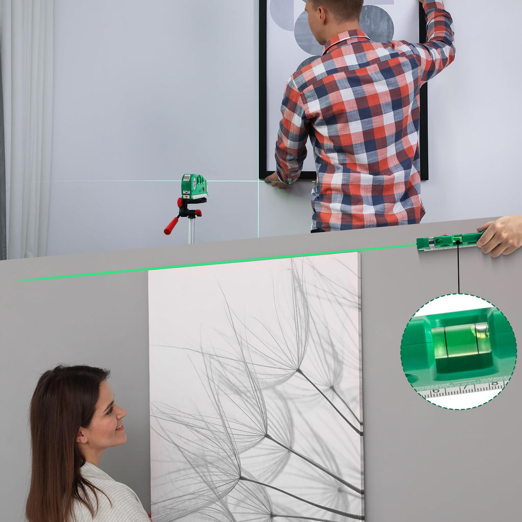 Laser Level Line Tool, Multipurpose Laser Level Kit Standard Cross Line Laser leveler Beam Tool with Metric Rulers 8ft/2.5M for Picture Hanging cabinets Tile Walls by AikTryee.