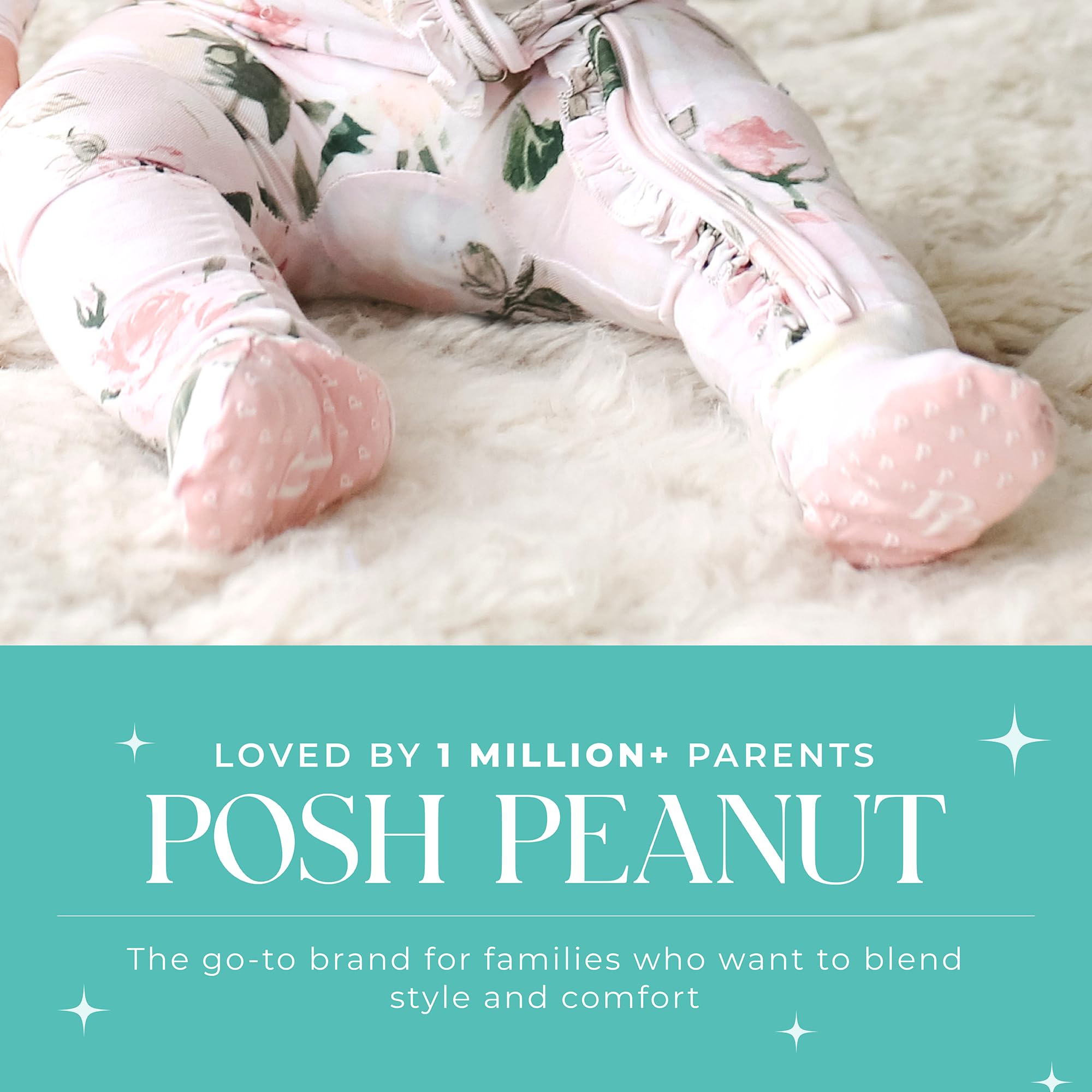 Posh Peanut Footie Pajamas for Baby Girls – Sleepers in Ultra-Soft Viscose from Bamboo with 2-Way Zipper & Ruffle Trim