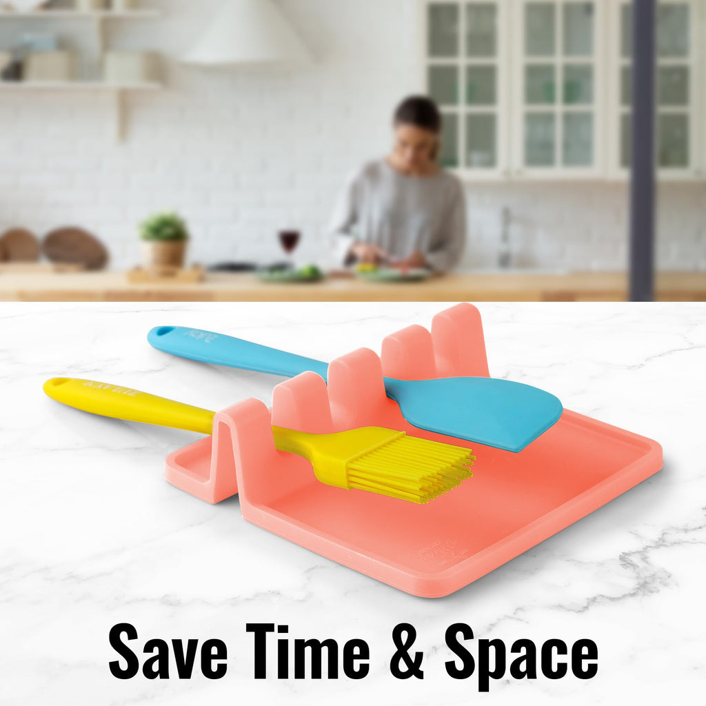 Zulay Kitchen Spoon Rest for Multiple Utensils High Heat-Resistant Silicone Drip Pad, BPA-Free Spoon Holder for Stove Top, Kitchen Gadget Holder for Ladles, Tongs, Cooking Spatula - Makes Great Gift