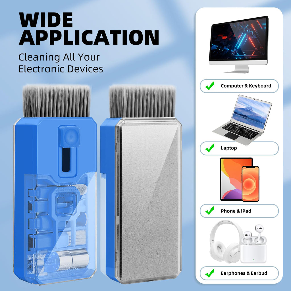 Keyboard Cleaning Kit Laptop Cleaner, All-in-1 Computer Screen Cleaning Brush Tool, Multi-Function PC Accessories Electronic Cleaner Kit Spray for iPhone iPad Macbook Earbud Camera Monitor with Patent