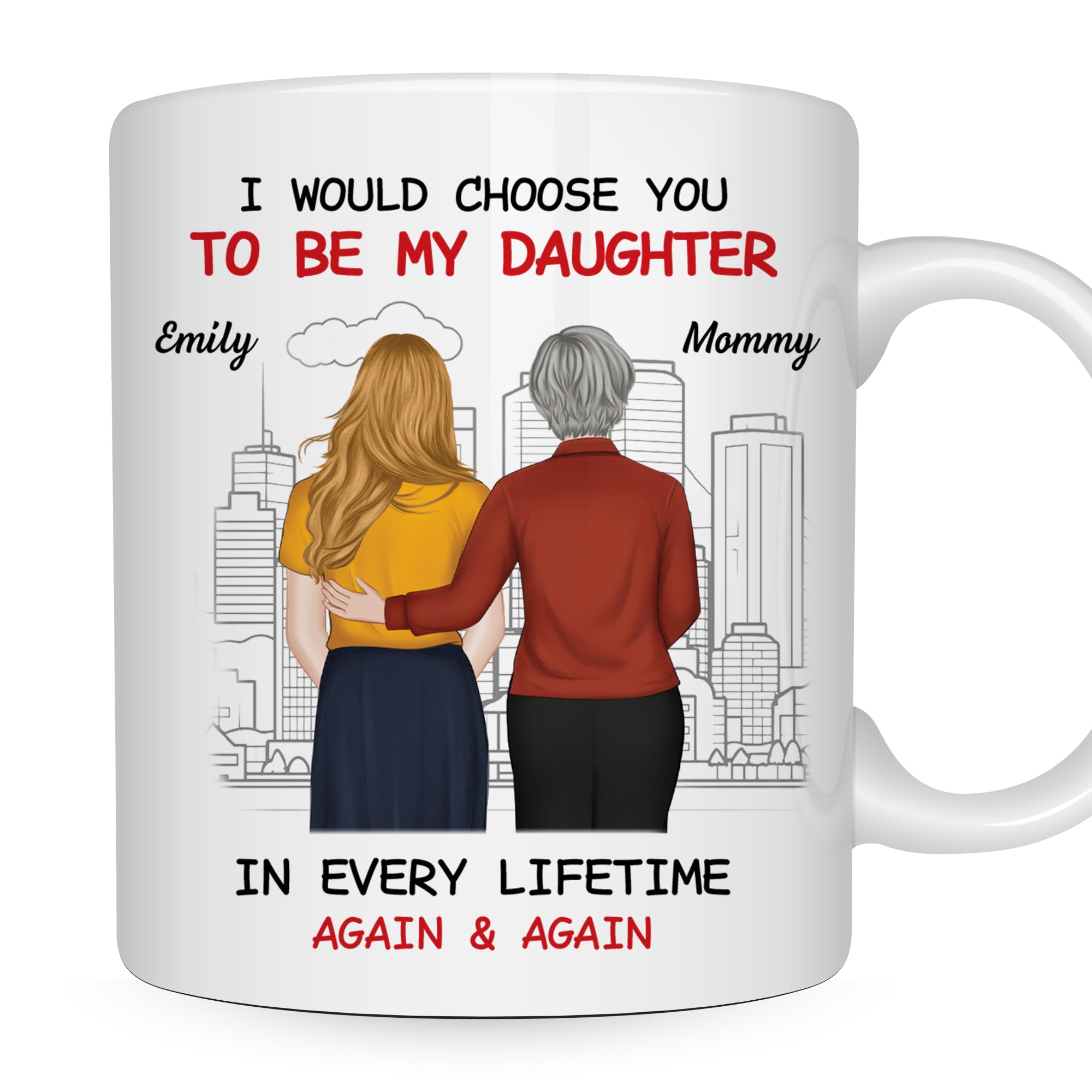 Wrappiness Personalized Mother Daughter Mug - Fuuny and Forever Love Between Mom and Her Girl Fully Customized Coffee Cup - Unique Gift for Mom and Daughter on Mothers Day, Birthday, 11oz/15oz Mug