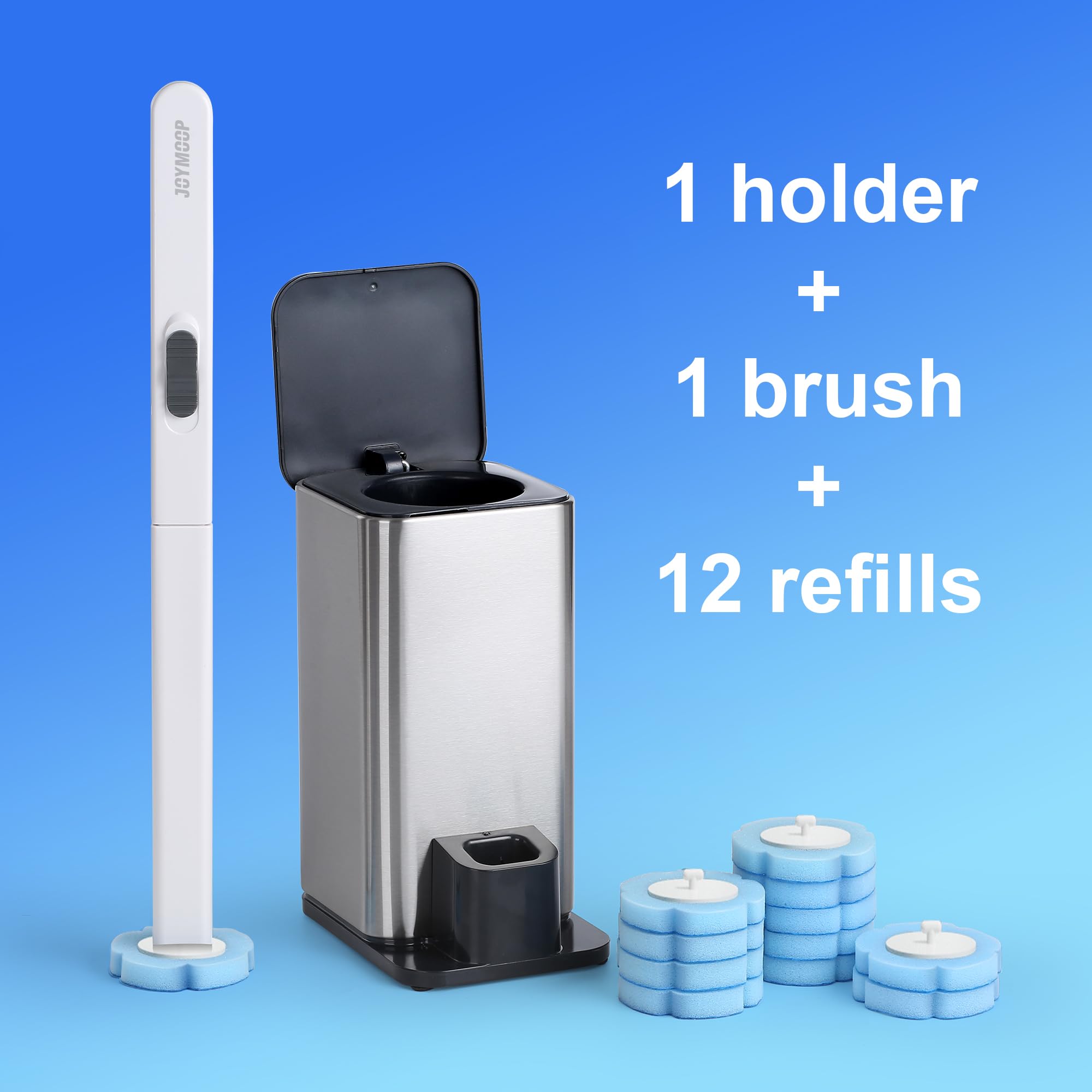 JOYMOOP Mop and Bucket Set, Flat Mops for Floor & Wall Cleaning, Commercial & Household Use, Hardwood Floor Mop with Long Handle & 4 Microfiber Pads
