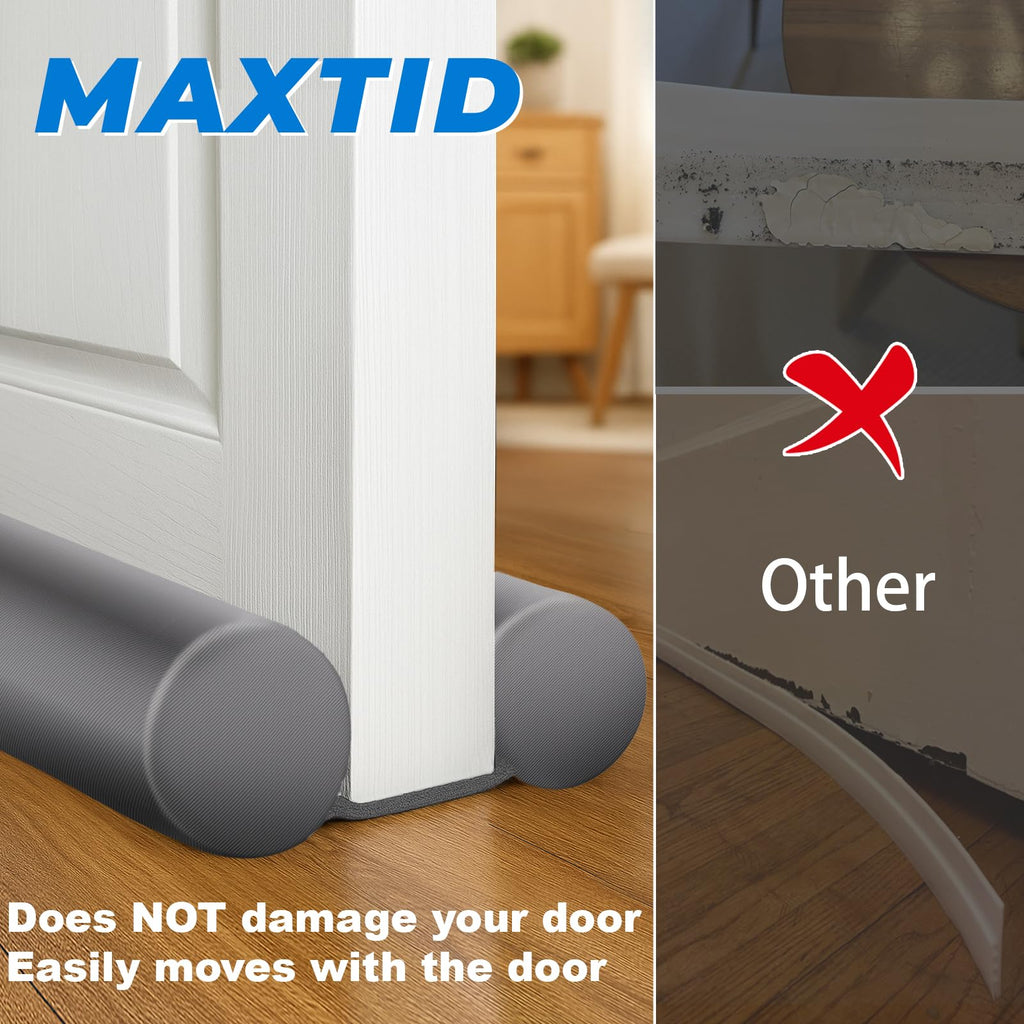 MAXTID Large Door Draft Stopper for Bottom of Doors 36” Under Door Sweep Noise Blocker Black Gap Stoppers Adjustable Doors Seal Sweep Guard Draft, Window Breeze Stoppers, Home Essentials Gadgets