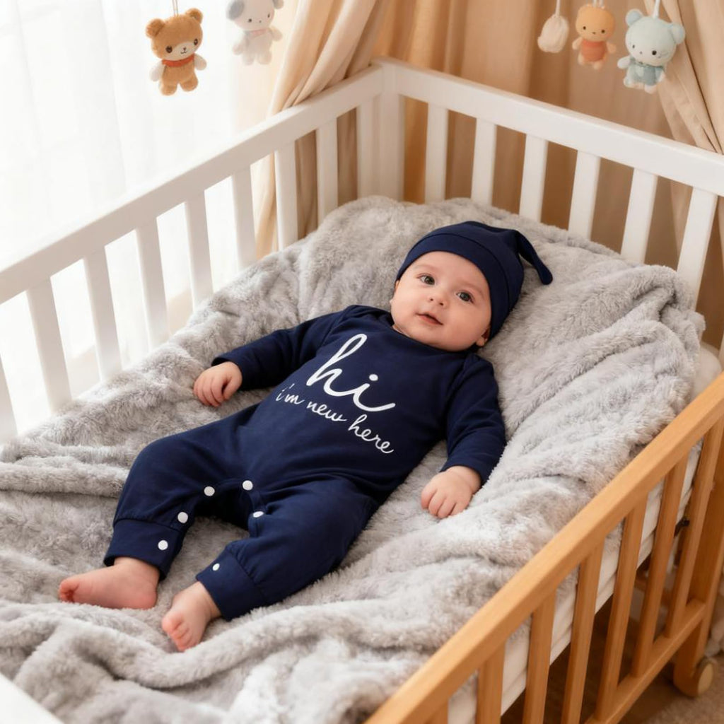 GRNSHTS Newborn Baby Boy Romper Coming Home Outfits Letter Print Bodysuit Jumpsuit+Hat+Gloves 3PCS Clothes Set