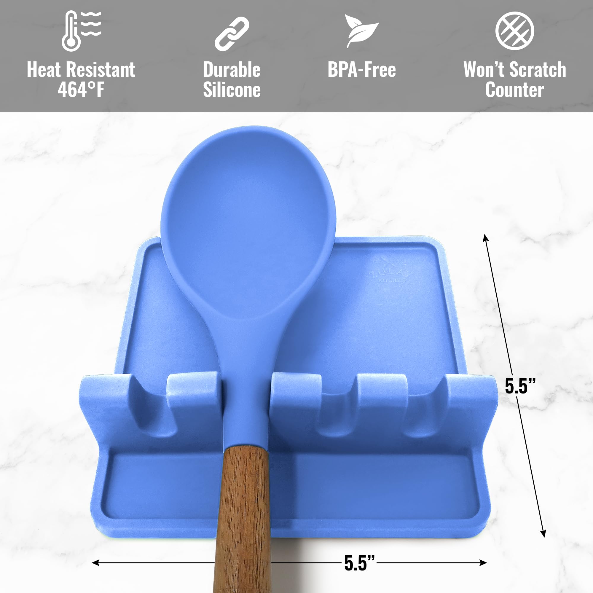 Zulay Kitchen Spoon Rest for Multiple Utensils High Heat-Resistant Silicone Drip Pad, BPA-Free Spoon Holder for Stove Top, Kitchen Gadget Holder for Ladles, Tongs, Cooking Spatula - Makes Great Gift