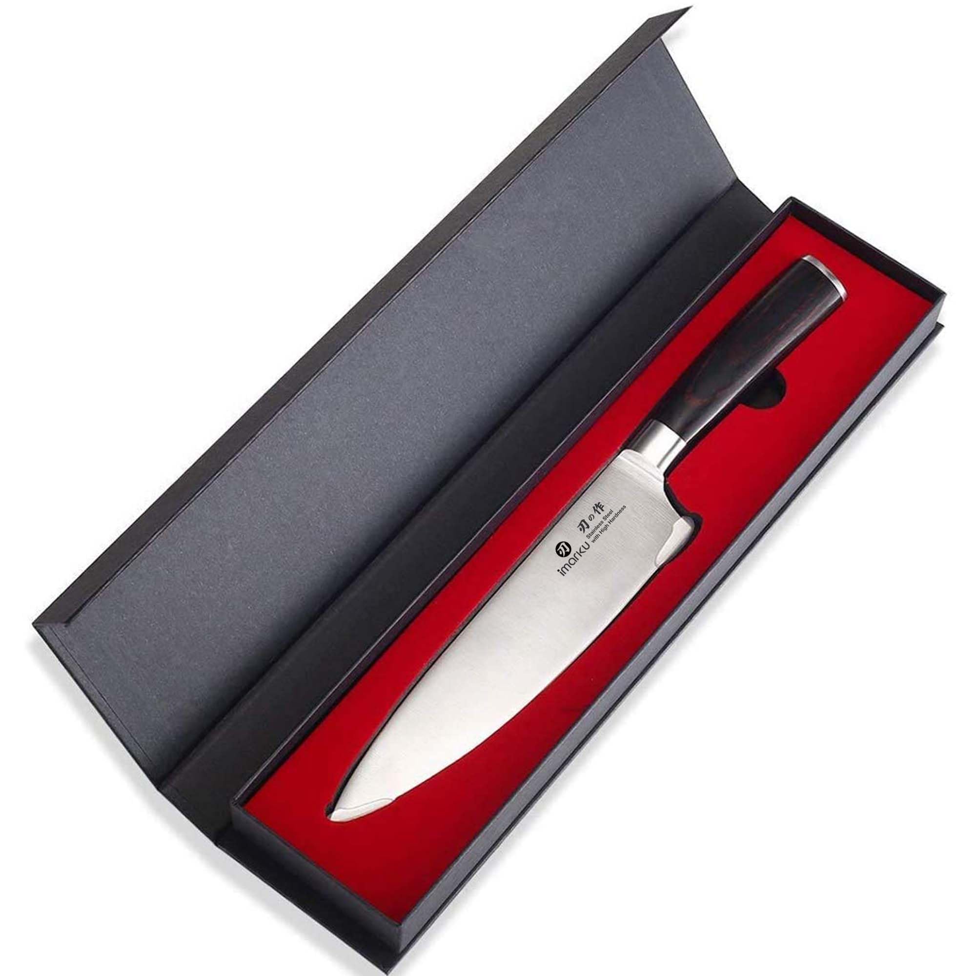 imarku 14-Piece Knife Set, Japanese Stainless Steel Knives Set for Kitchen, Full-Tang Gyutou Knife Sets with Block and Build-in Sharpener, Brown, Dishwasher Safe, House Warming Gifts for Mom