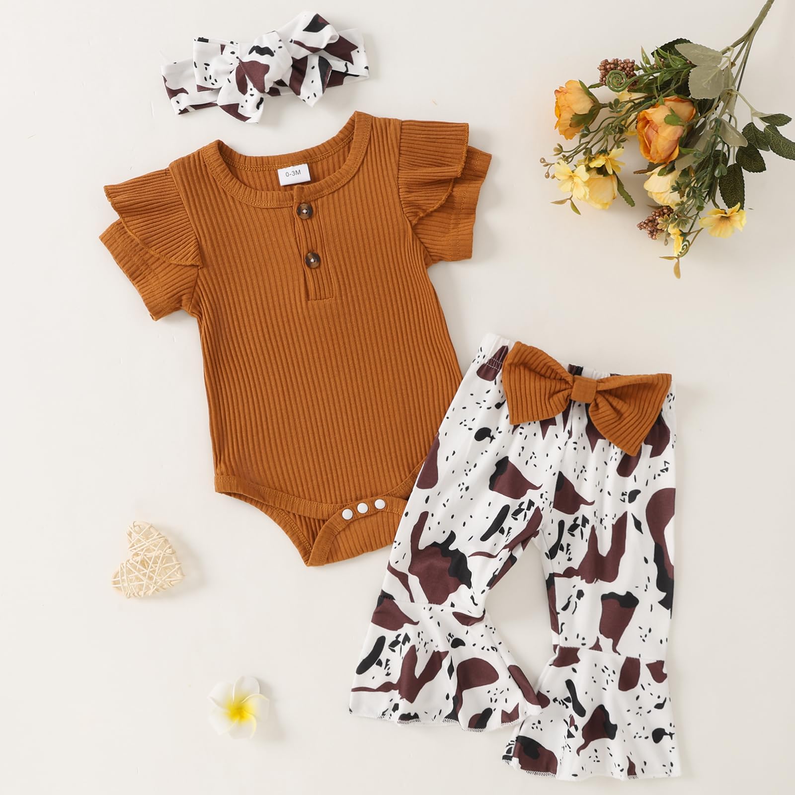 Yvowming Newborn Baby Girl Clothes Infant Ruffle Romper Pants Set Summer Outfits Cute Baby Clothes for Girls