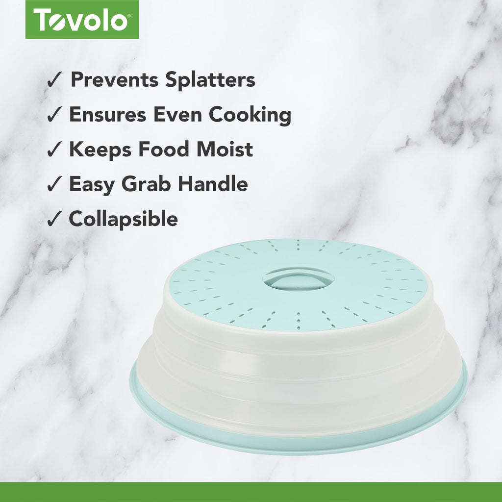 Tovolo Microwave Splatter Cover for Food, Medium (Charcoal) - Collapsible & Vented Silicone Splatter Guard Lid - Microwave Plate & Dish Cover with Handle - BPA-Free Kitchen Gadget for Meal Prep