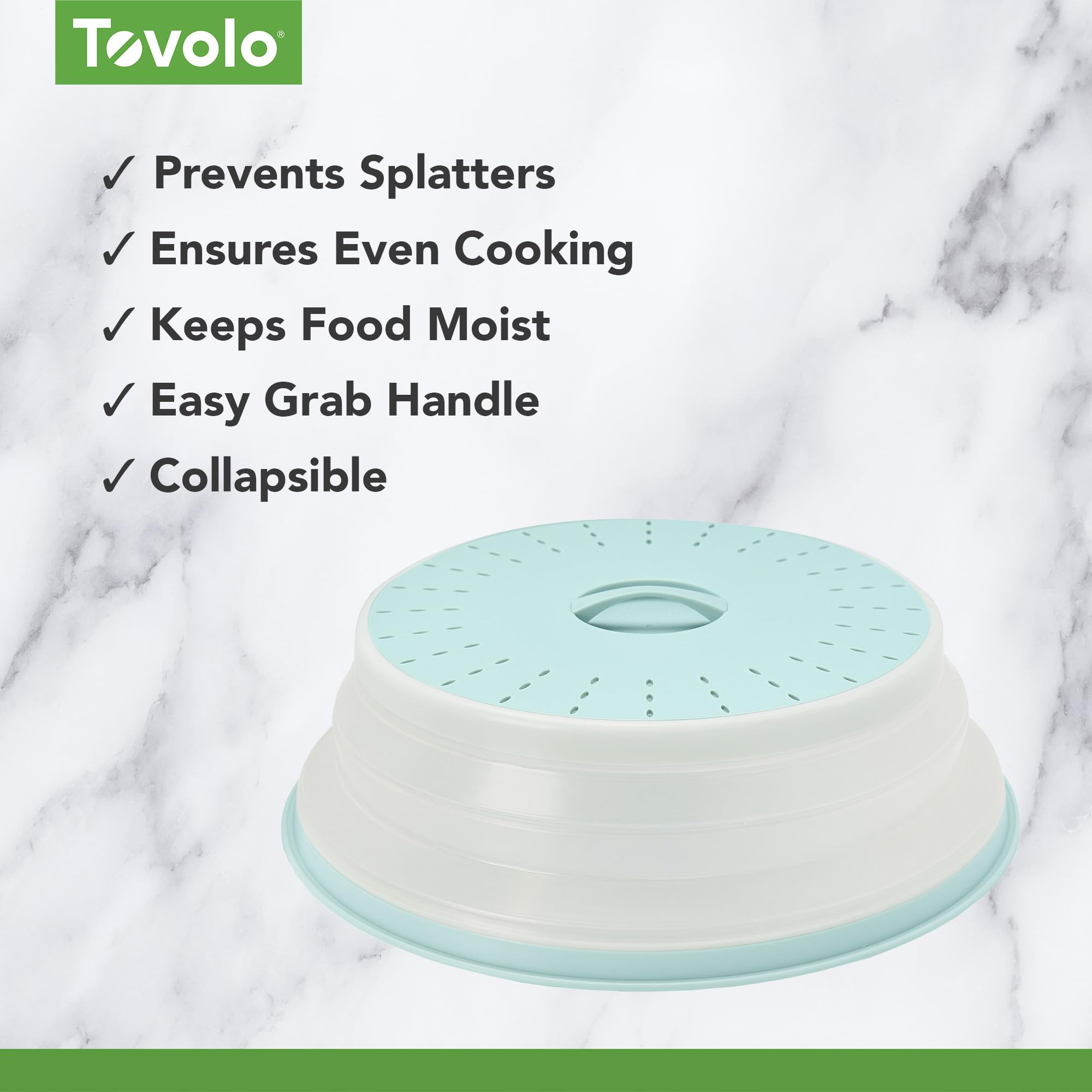 Tovolo Microwave Splatter Cover for Food, Medium (Charcoal) - Collapsible & Vented Silicone Splatter Guard Lid - Microwave Plate & Dish Cover with Handle - BPA-Free Kitchen Gadget for Meal Prep
