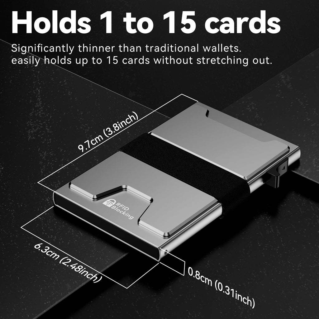 furid Smart Card Wallet for Men Slim: Minimalist Wallet For Men - RFID Blocking Pop Up Front Pocket Wallet, Metal Wallet 11 Card Holder