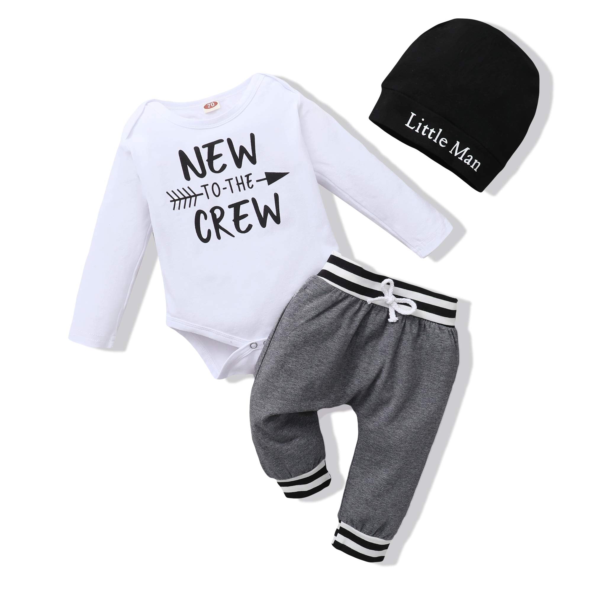 Newborn Infant Baby Boy Clothes Fall Winter Outfits New to The Crew Outfit Toddler Baby Boy Clothes Set