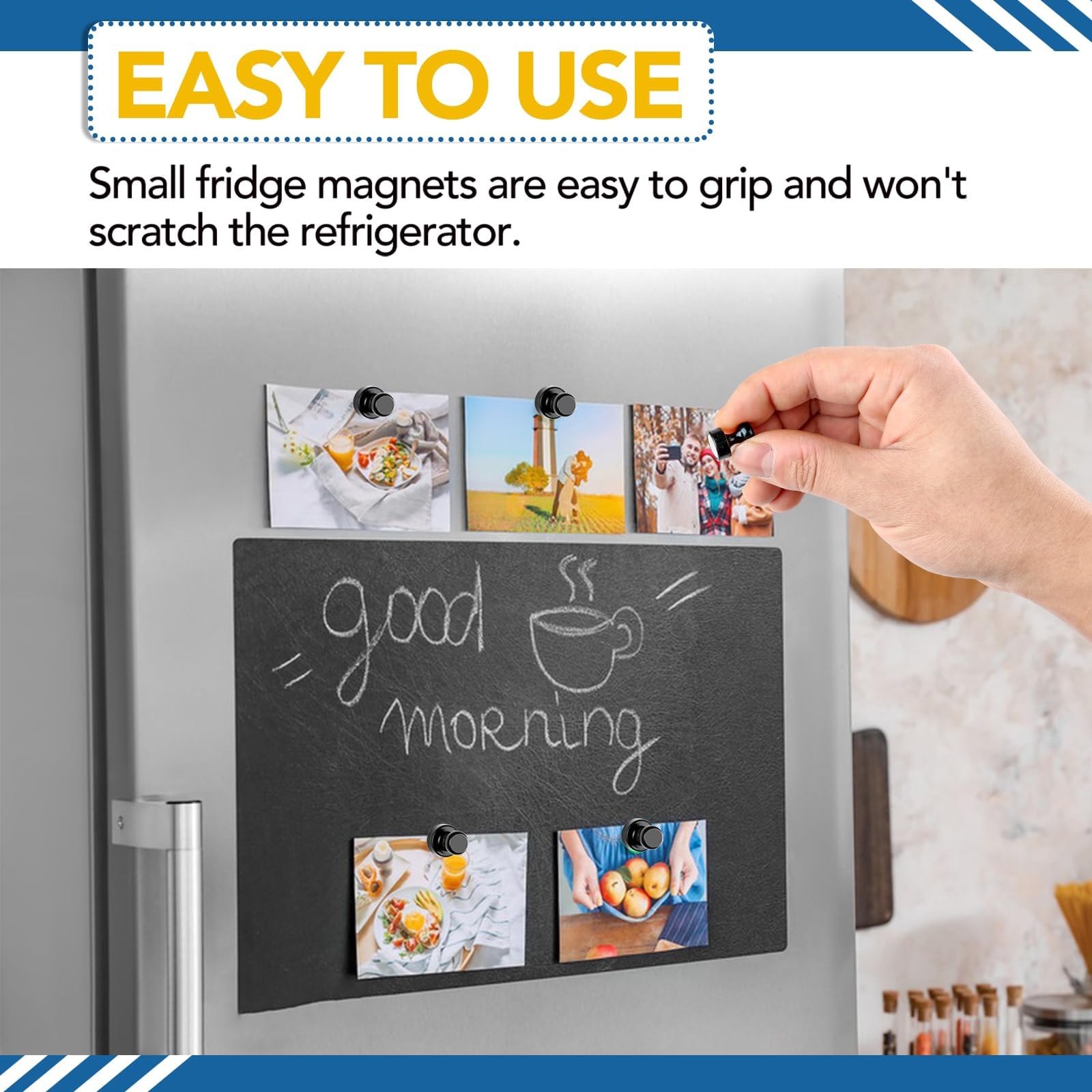 LOVIMAG Fridge Magnets 12Pcs Refrigerator Whiteboard Small Strong Magnet Classroom Kitchen Accessories Decorative Locker Set Decor Must Haves Office Calendar Refrigerador Magnetic Cute Crafts Black