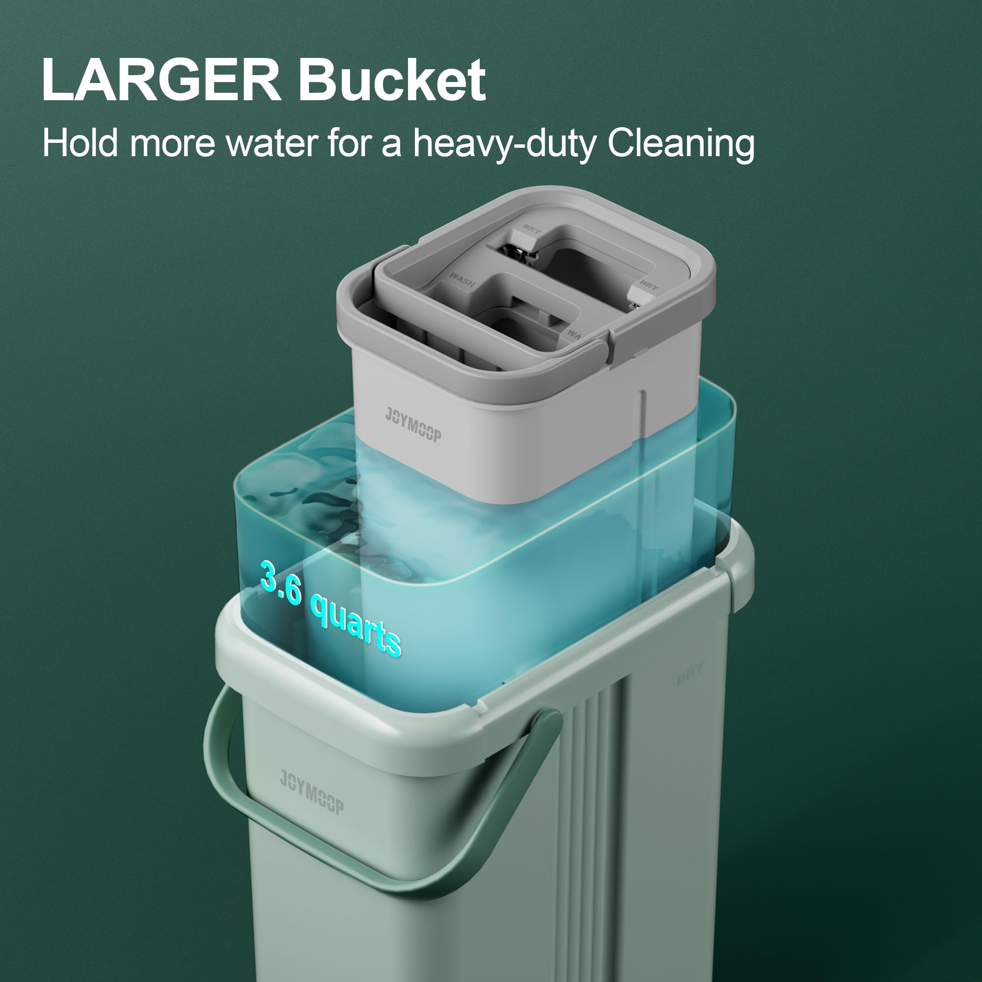 JOYMOOP Mop and Bucket Set, Flat Mops for Floor & Wall Cleaning, Commercial & Household Use, Hardwood Floor Mop with Long Handle & 4 Microfiber Pads