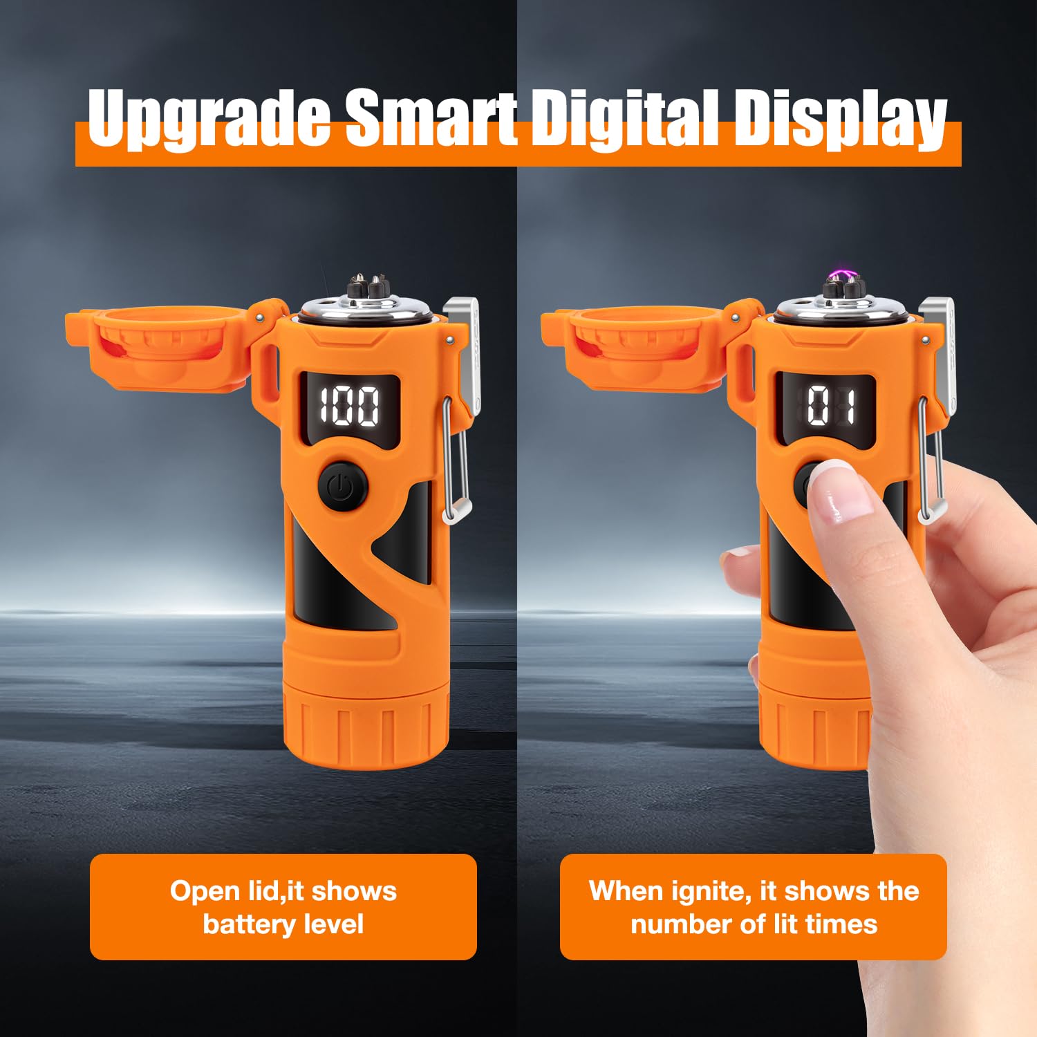 LcFun Electric Dual Arc Lighter USB Rechargeable Outdoor Windproof Flameless Plasma Lighters for Camping, Hiking, Waterproof Matches Survival Tactical Gear Birthday Gifts for Men