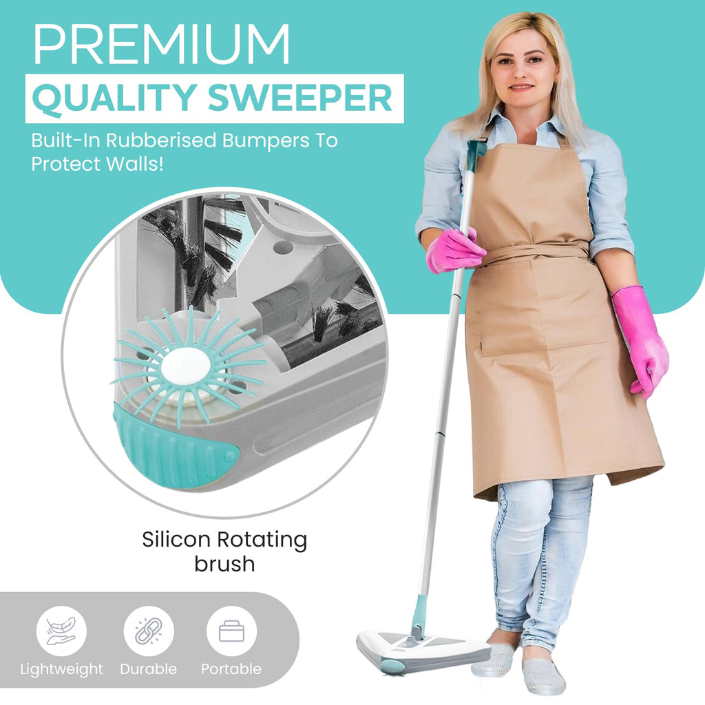 Zippi Sweeper Standard - 2025 New and Improved Lightweight Sweeper, Perfect for Short Carpet Hardwood and Tile, Triangular Design Allows for Sweeping in Corners, 30 Minutes Cleaning Time