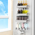 HuggieGems 4 Pack Magnetic Spice Rack Organizer for Refrigerator and Oven, Black Fridge Organizers and Storage for Kitchen