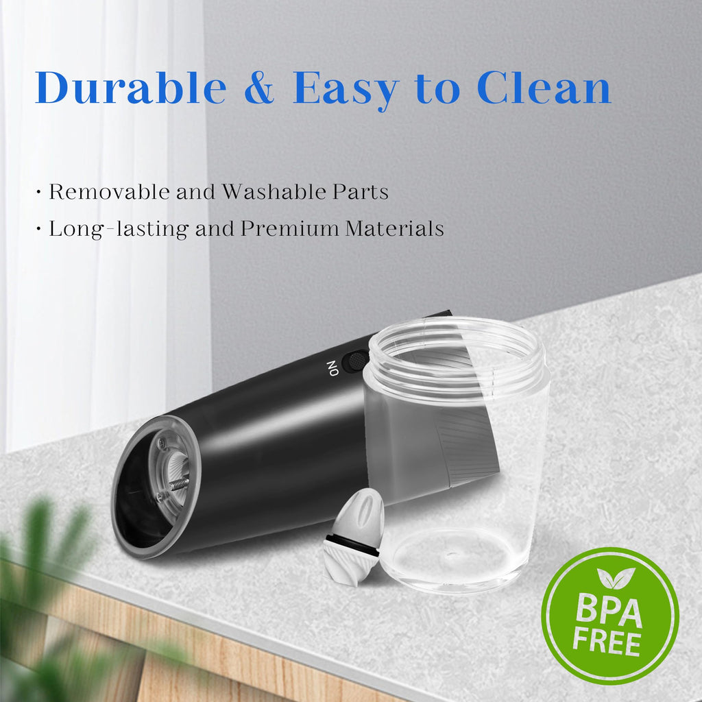 UNNEES Gravity Electric Salt and Pepper Grinder set of 2, Automatic Salt And Pepper Grinder Set, Adjustable Roughness, Battery Powered, LED Light, 2 Pack, (Black)