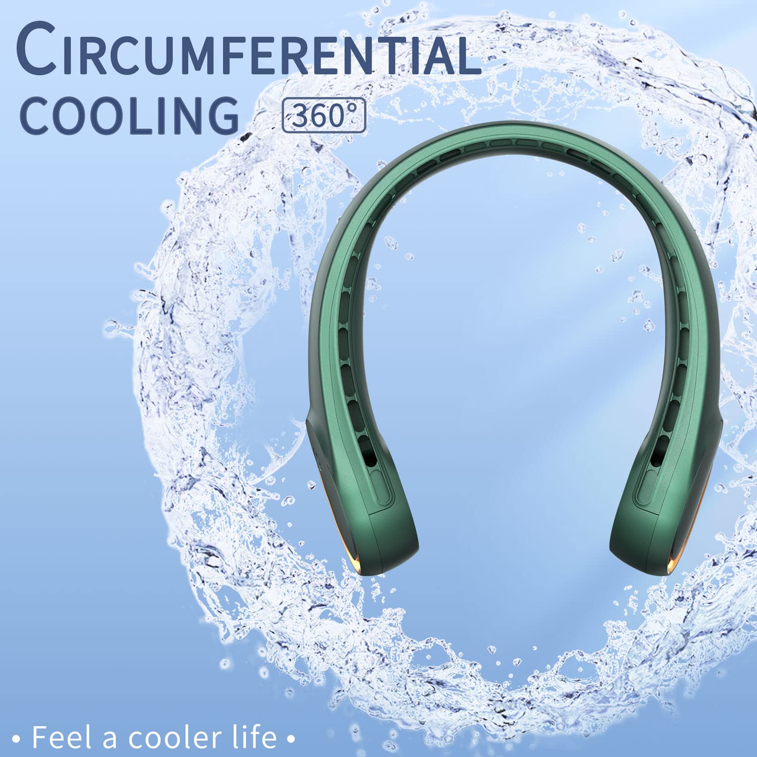 FrSara Neck Fan, Portable Personal Fan Strong Wind, 4000mAh, Air Volume,360° Cooling, No Hair Twisting, Air Volume On 2 Sides, Non-Slip, Quick Charge, Long Use Time, Birthday Gift for Women, Dad, Men