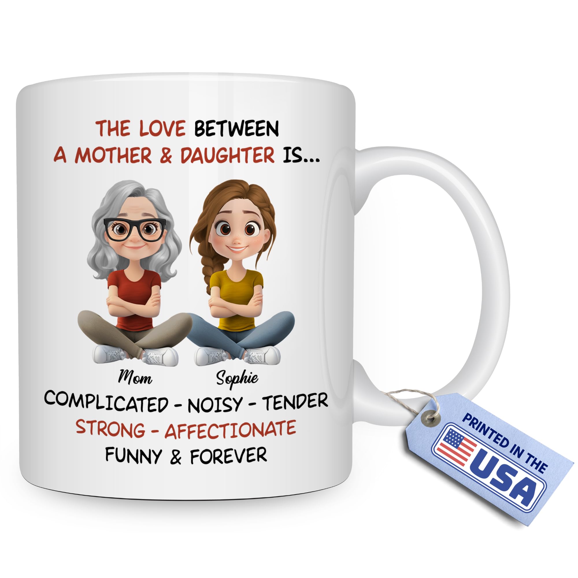 Wrappiness Personalized Mother Daughter Mug - Fuuny and Forever Love Between Mom and Her Girl Fully Customized Coffee Cup - Unique Gift for Mom and Daughter on Mothers Day, Birthday, 11oz/15oz Mug