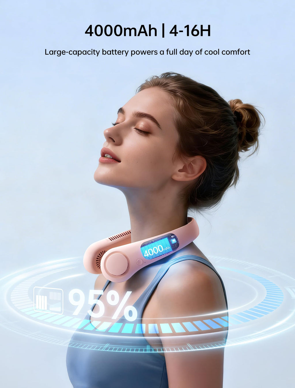JISULIFE Portable Neck Fan, Hands Free Bladeless Fan, 5 Speeds, 4000 mAh Battery Operated Wearable Personal Fan, Twistable, Rechargeable, Gift for Women Men-Dark Green
