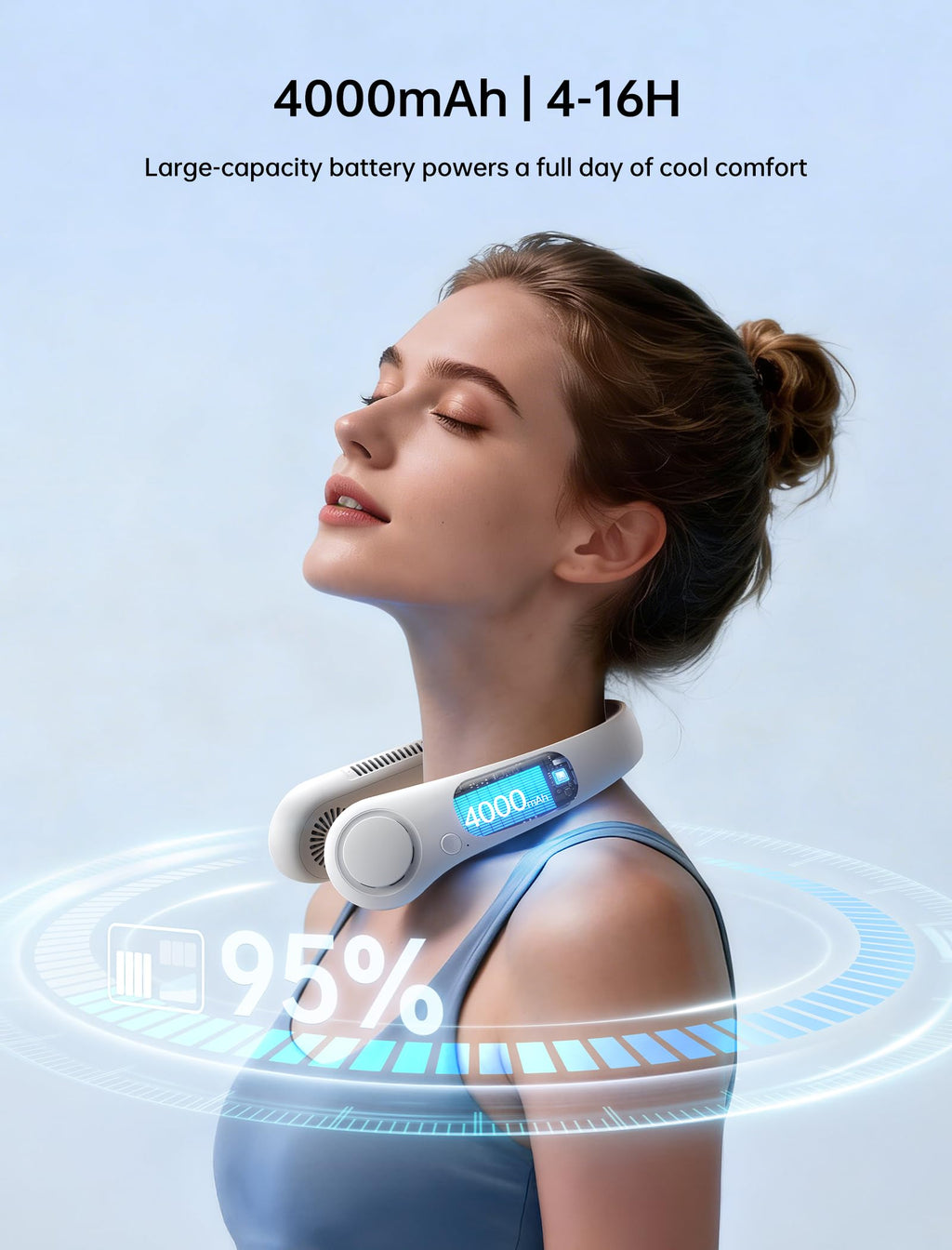 JISULIFE Portable Neck Fan, Hands Free Bladeless Fan, 5 Speeds, 4000 mAh Battery Operated Wearable Personal Fan, Twistable, Rechargeable, Gift for Women Men-Dark Green