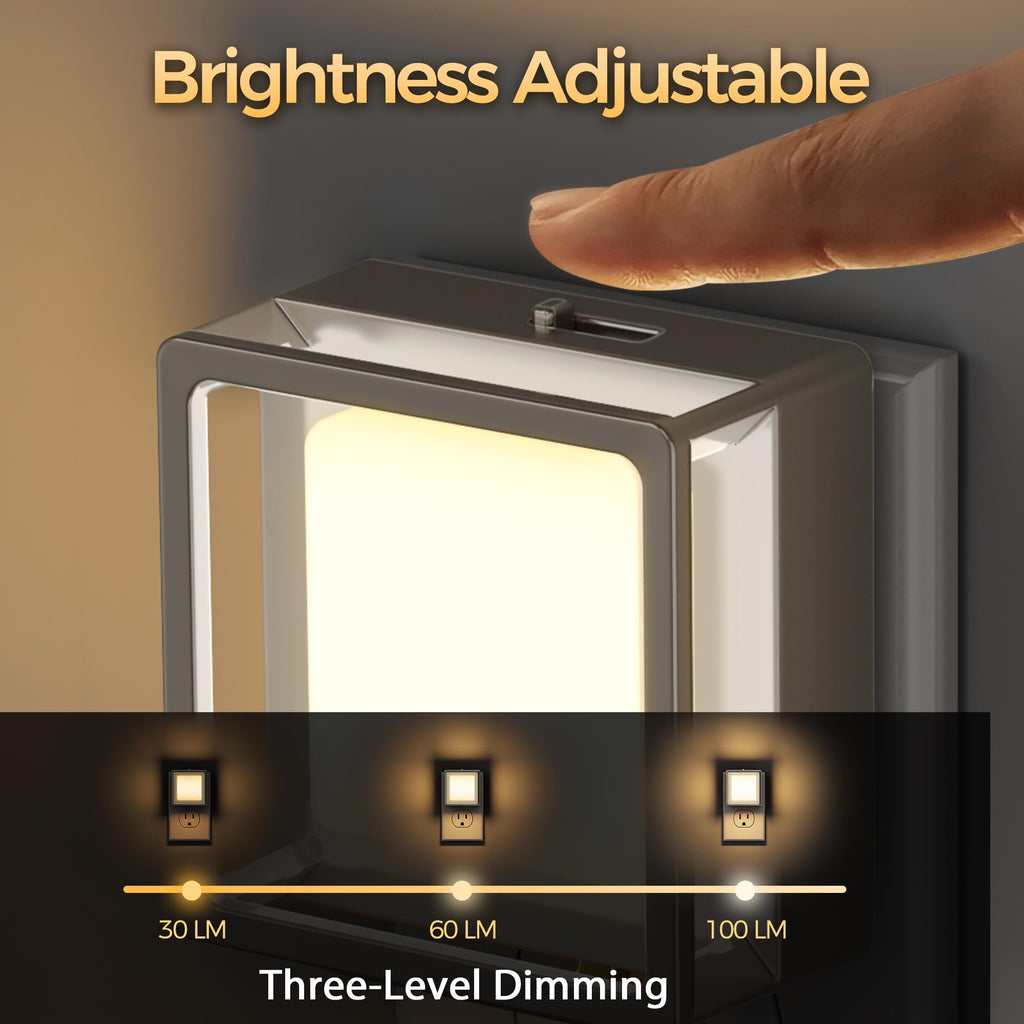 DORESshop LED Night Light, Night Lights Plug Into Wall [2 Pack] with Dusk-to-Dawn Sensor, Dimmable Nightlights, Adjustable Brightness for Bathroom, Hallway, Bedroom,Kids Room,Stairway,Soft White