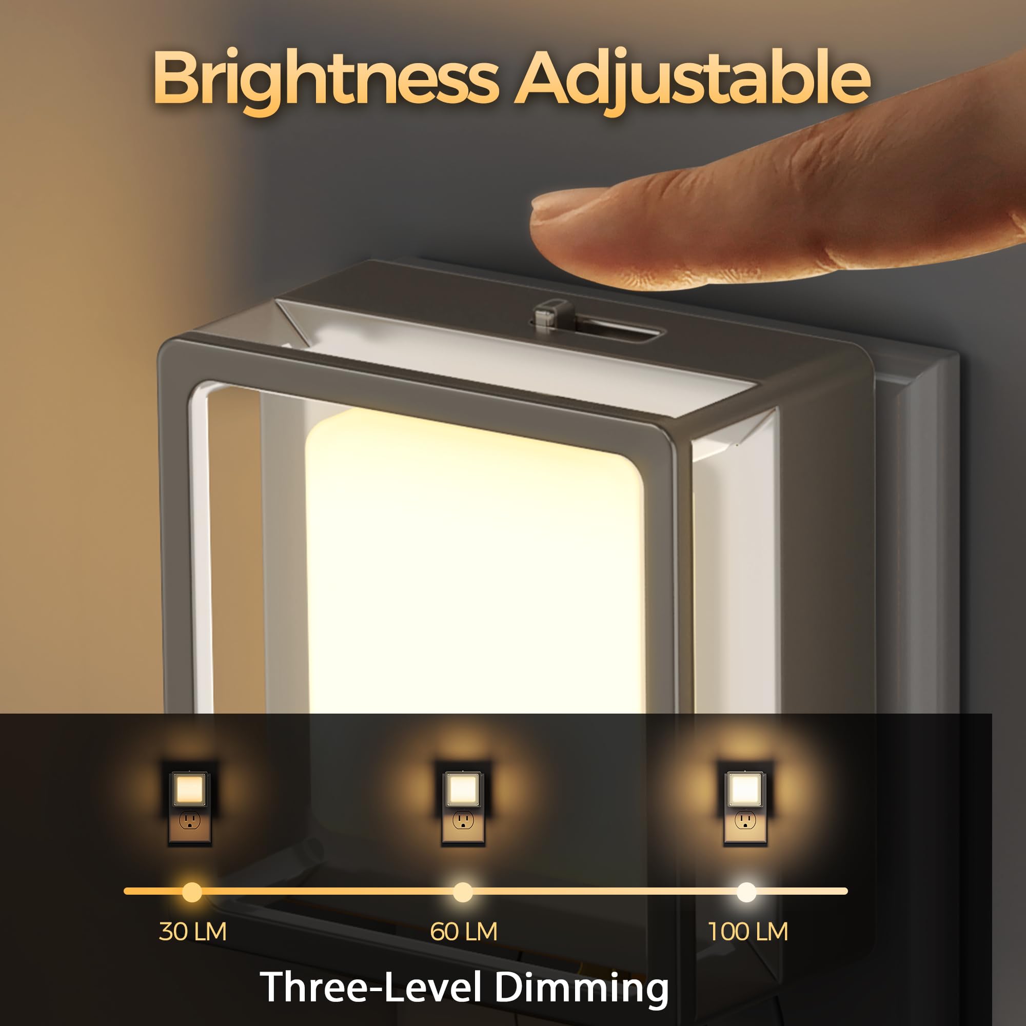 DORESshop LED Night Light, Night Lights Plug Into Wall [2 Pack] with Dusk-to-Dawn Sensor, Dimmable Nightlights, Adjustable Brightness for Bathroom, Hallway, Bedroom,Kids Room,Stairway,Soft White
