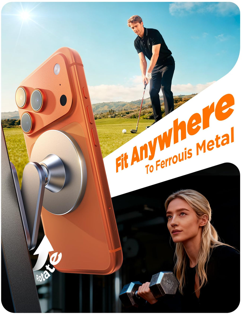 Chfeila Golf Cart Phone Holder Magnetic Mount [One Hand 360° Adjustable & 36X Strong Magnets] Golf Gifts for Men Dad Husband Fathers Day 2026, Golf Accessories for iPhone, Fits EZGO Yamaha Club Car