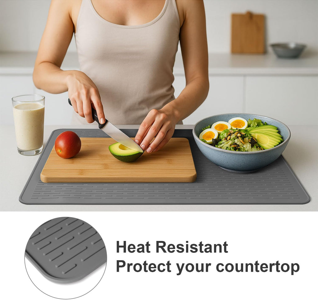 Stove Top Cover for Electric Stove- Range Covers for Electric Stove,Silicone XXL Dish Drying Mat, Glass Cooktop Covers, Flat RV Range top Mats (Black, 28"x20")