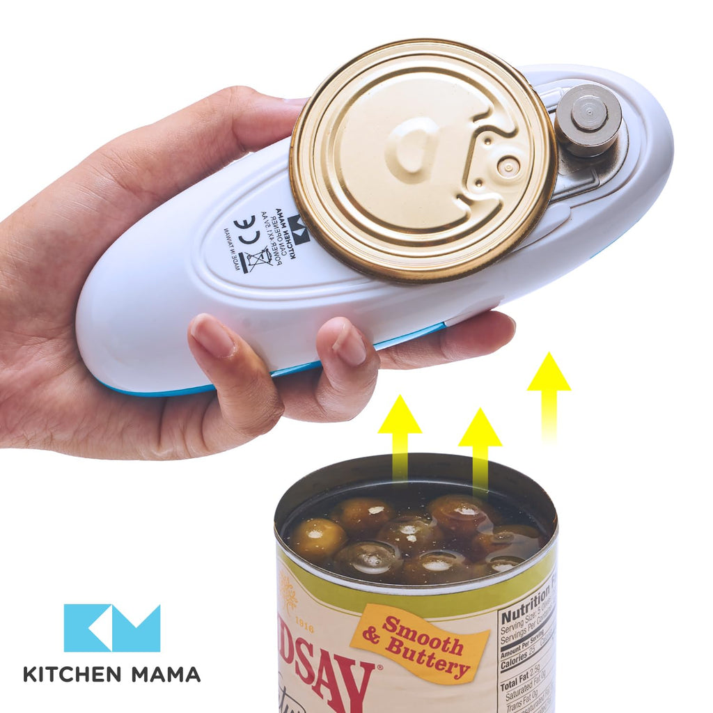 Kitchen Mama Auto Electric Can Opener: Open Your Cans with A Simple Press of Button - Automatic, Hands Free, Smooth Edge, Battery Operated, YES YOU CAN (Red)