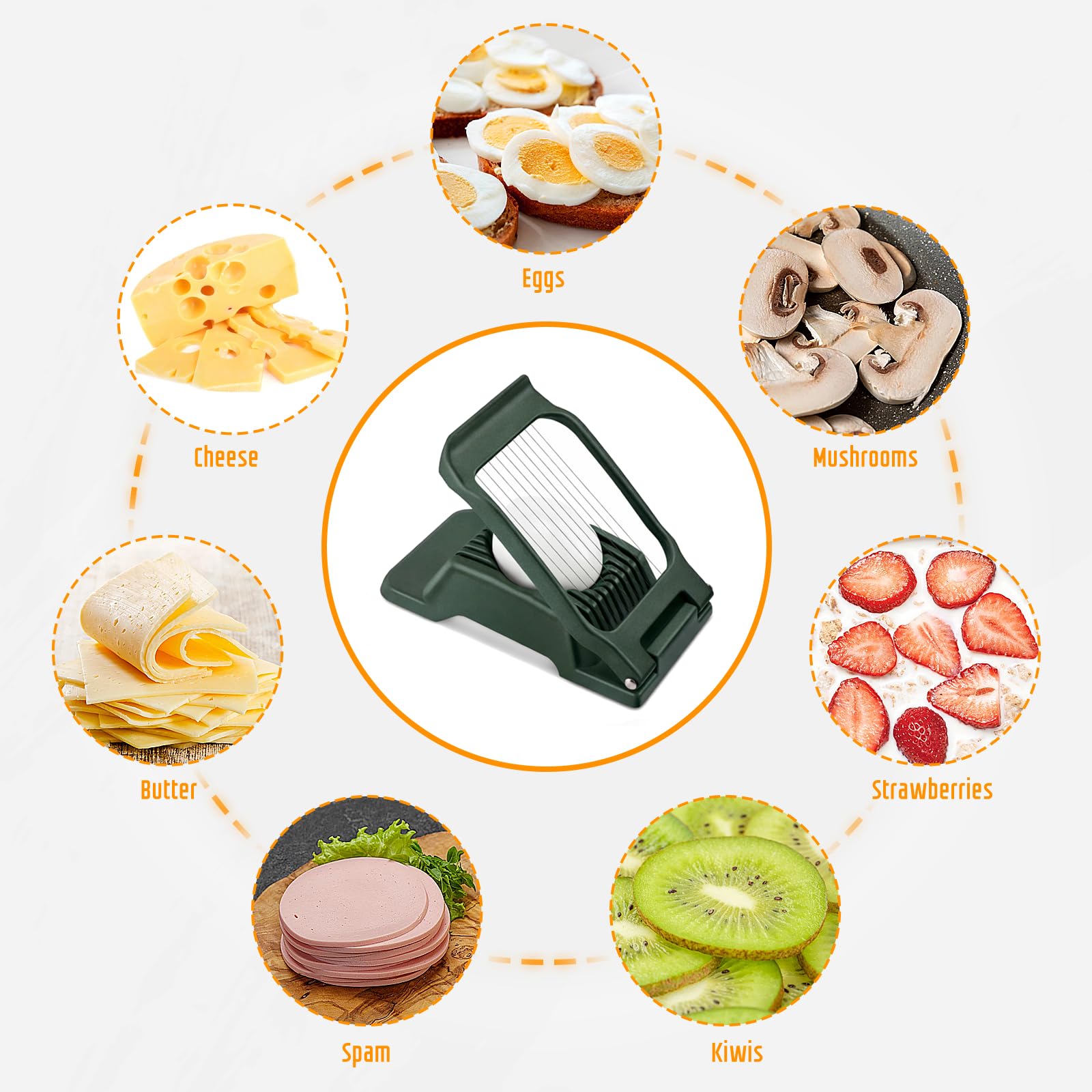 Egg Slicer for Hard Boiled Eggs, Stainless Steel Wire, Multipurpose Heavy Duty Aluminium Egg Cutter Dishwasher Safe for Egg, Salads & Sandwiches, Strawberries, Mushrooms & Soft Cheese, Fruit, Sliver