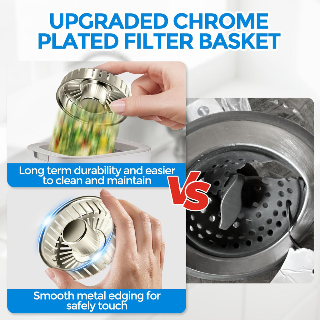 Sink Drain Strainer - Sink Stopper Kitchen Drain, 3 in 1 Kitchen Sink Drain Strainer with Anti-Clogging Basket, Kitchen Gadgets Clearance Sink Accessories, Fit US Standard 3-1/2'' Sink Hole, Silver