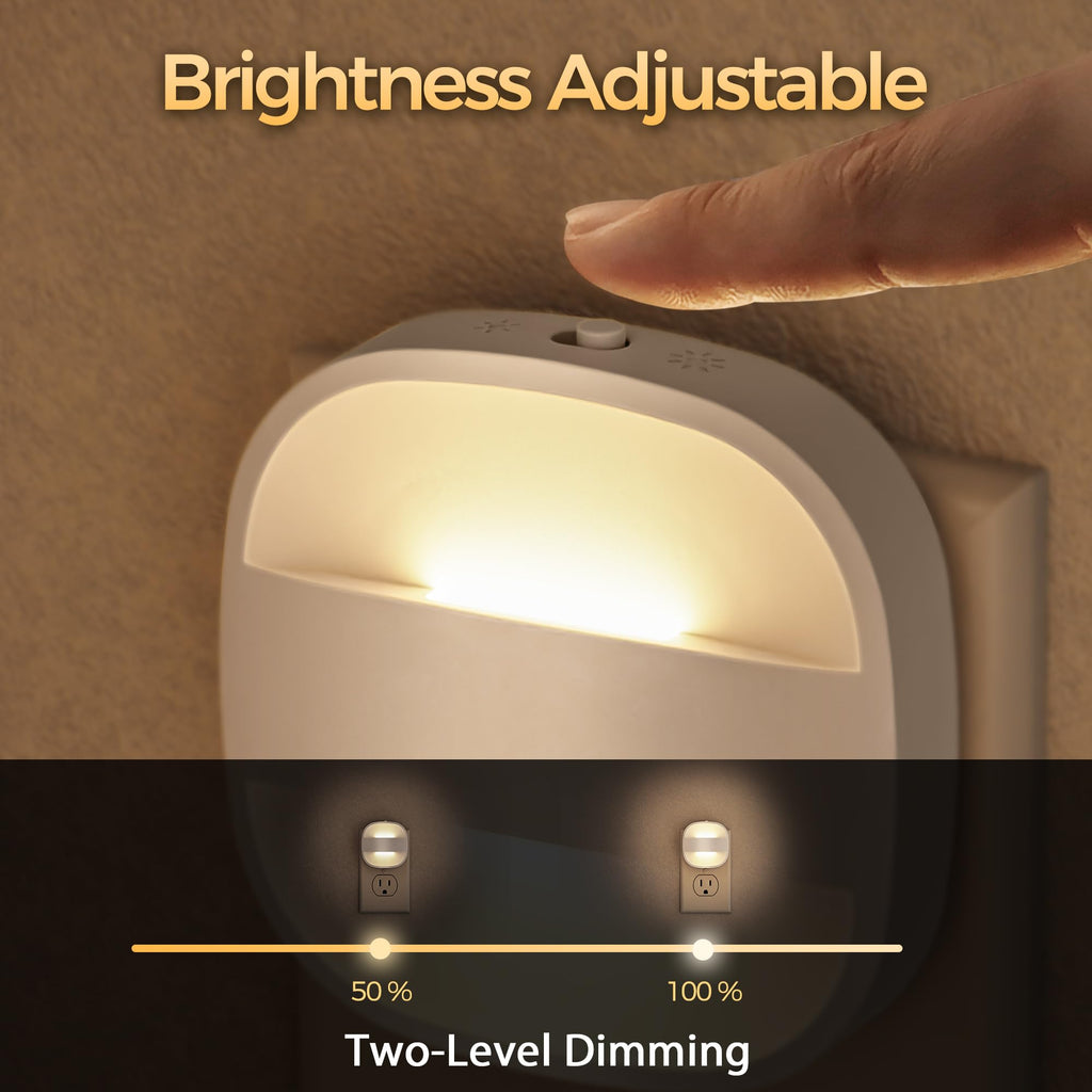 DORESshop LED Night Light, Night Lights Plug Into Wall [2 Pack] with Dusk-to-Dawn Sensor, Dimmable Nightlights, Adjustable Brightness for Bathroom, Hallway, Bedroom,Kids Room,Stairway,Soft White