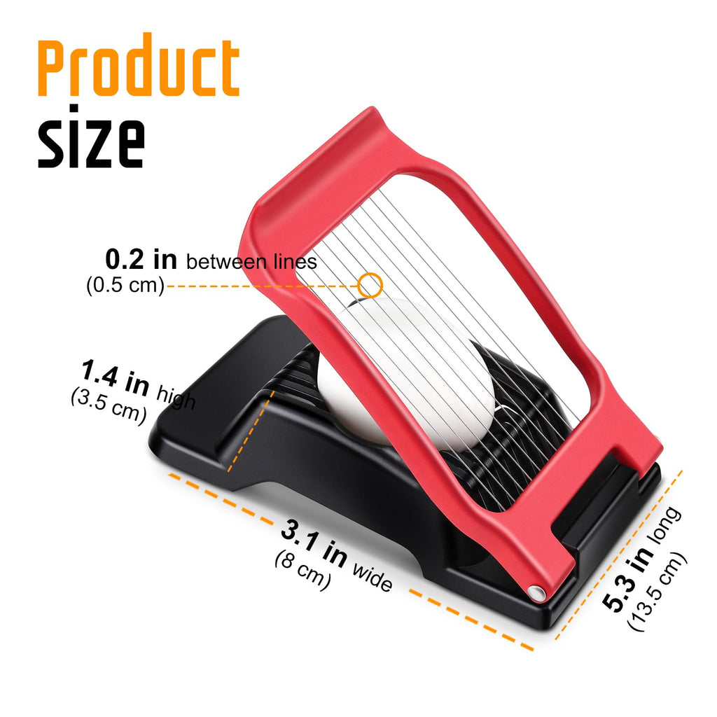 Egg Slicer for Hard Boiled Eggs, Stainless Steel Wire, Multipurpose Heavy Duty Aluminium Egg Cutter Dishwasher Safe for Egg, Salads & Sandwiches, Strawberries, Mushrooms & Soft Cheese, Fruit, Sliver
