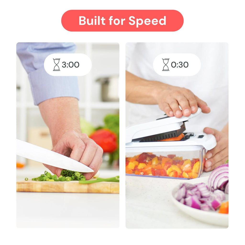 Fullstar The Original Pro Chopper - Vegetable Chopper and Spiralizer, Food Chopper with Container, Fruit Slicer, Kitchen Gadgets & Gifts, Home Essentials (4 in 1, White)