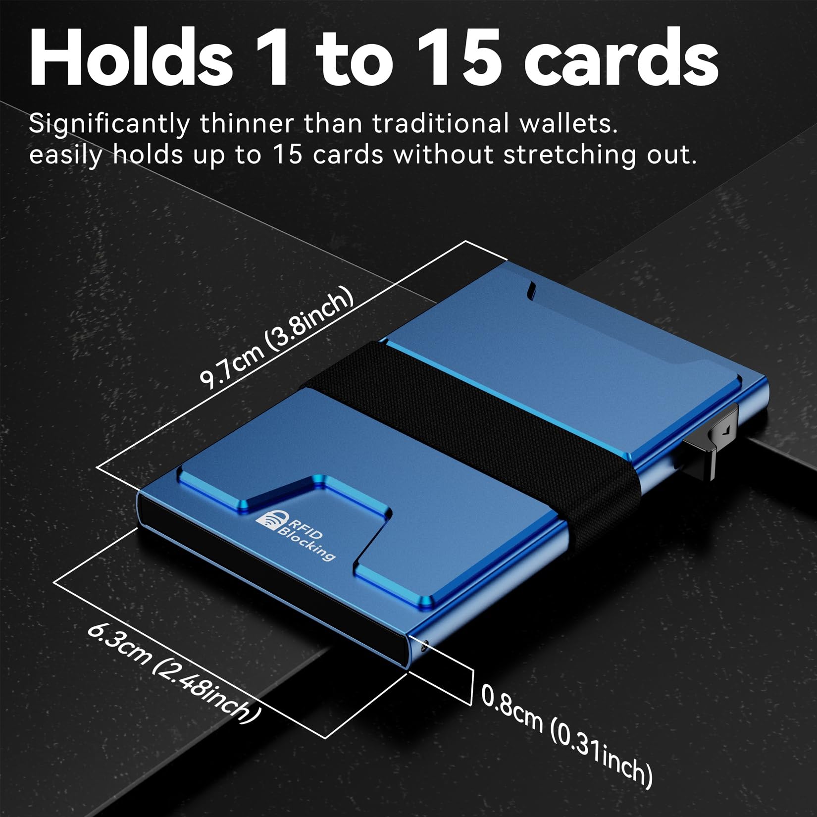 furid Smart Card Wallet for Men Slim: Minimalist Wallet For Men - RFID Blocking Pop Up Front Pocket Wallet, Metal Wallet 11 Card Holder