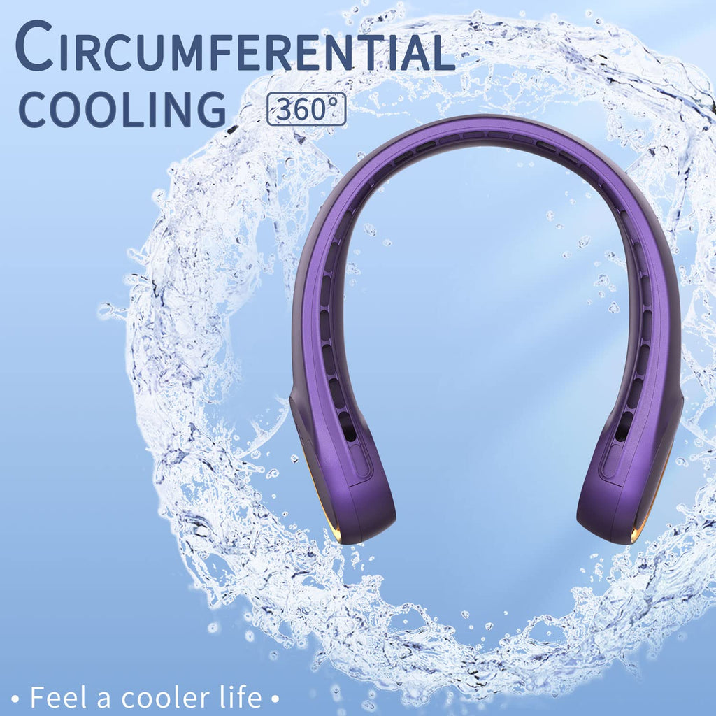FrSara Neck Fan, Portable Personal Fan Strong Wind, 4000mAh, Air Volume,360° Cooling, No Hair Twisting, Air Volume On 2 Sides, Non-Slip, Quick Charge, Long Use Time, Birthday Gift for Women, Dad, Men