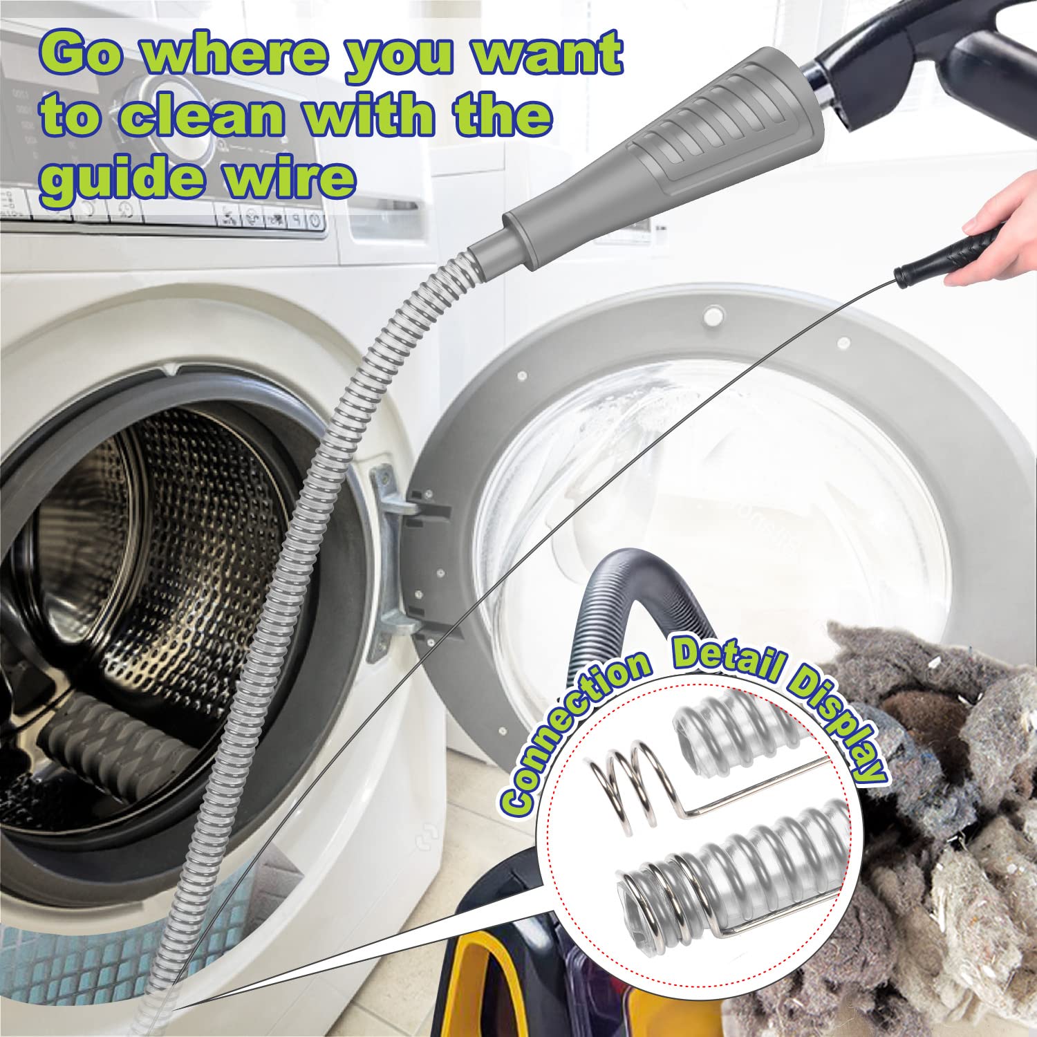 Sealegend 2 Pieces Dryer Vent Cleaner Kit Dryer Lint Vacuum Attachment, Dryer Vent Cleaning Lint Remover 2 Hoses Tools for Home Improvement
