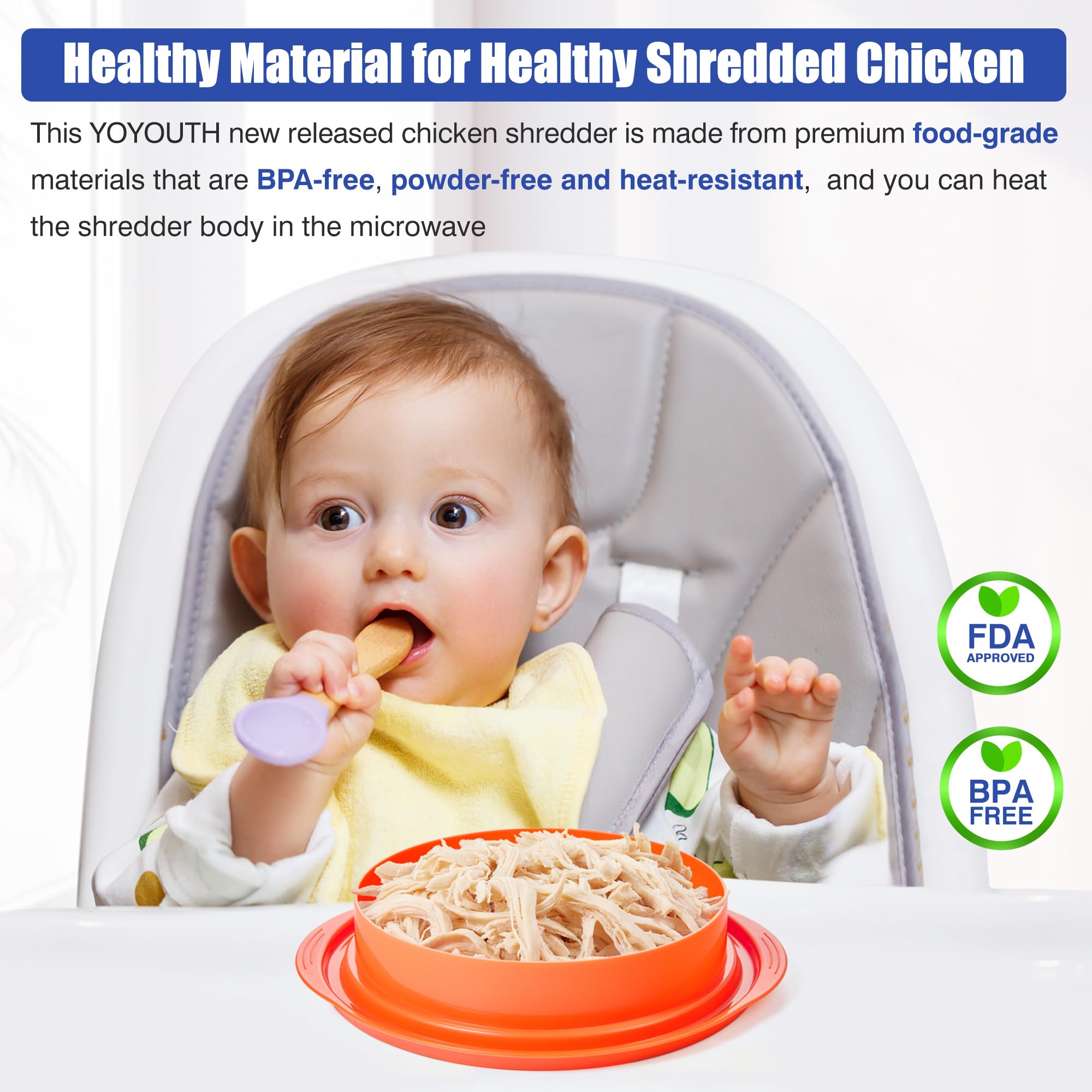 Chicken Shredder Tool Twist: 2026 Pro Food-Grade Visible Meat Shredder with Strong Anti-Slip Base, Ergonomic Handle, Chicken Breast Shredder, Suitable for Pork Beef Chicken - Black