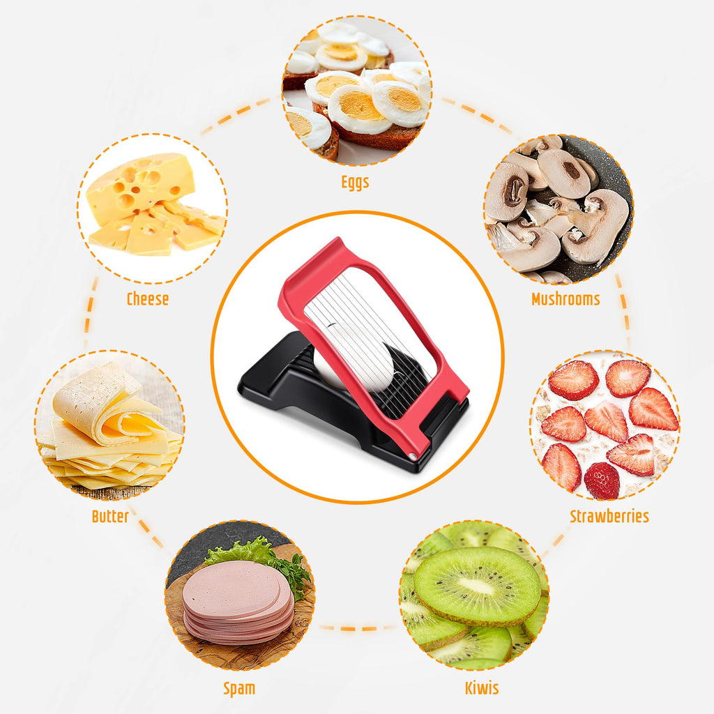 Egg Slicer for Hard Boiled Eggs, Stainless Steel Wire, Multipurpose Heavy Duty Aluminium Egg Cutter Dishwasher Safe for Egg, Salads & Sandwiches, Strawberries, Mushrooms & Soft Cheese, Fruit, Sliver